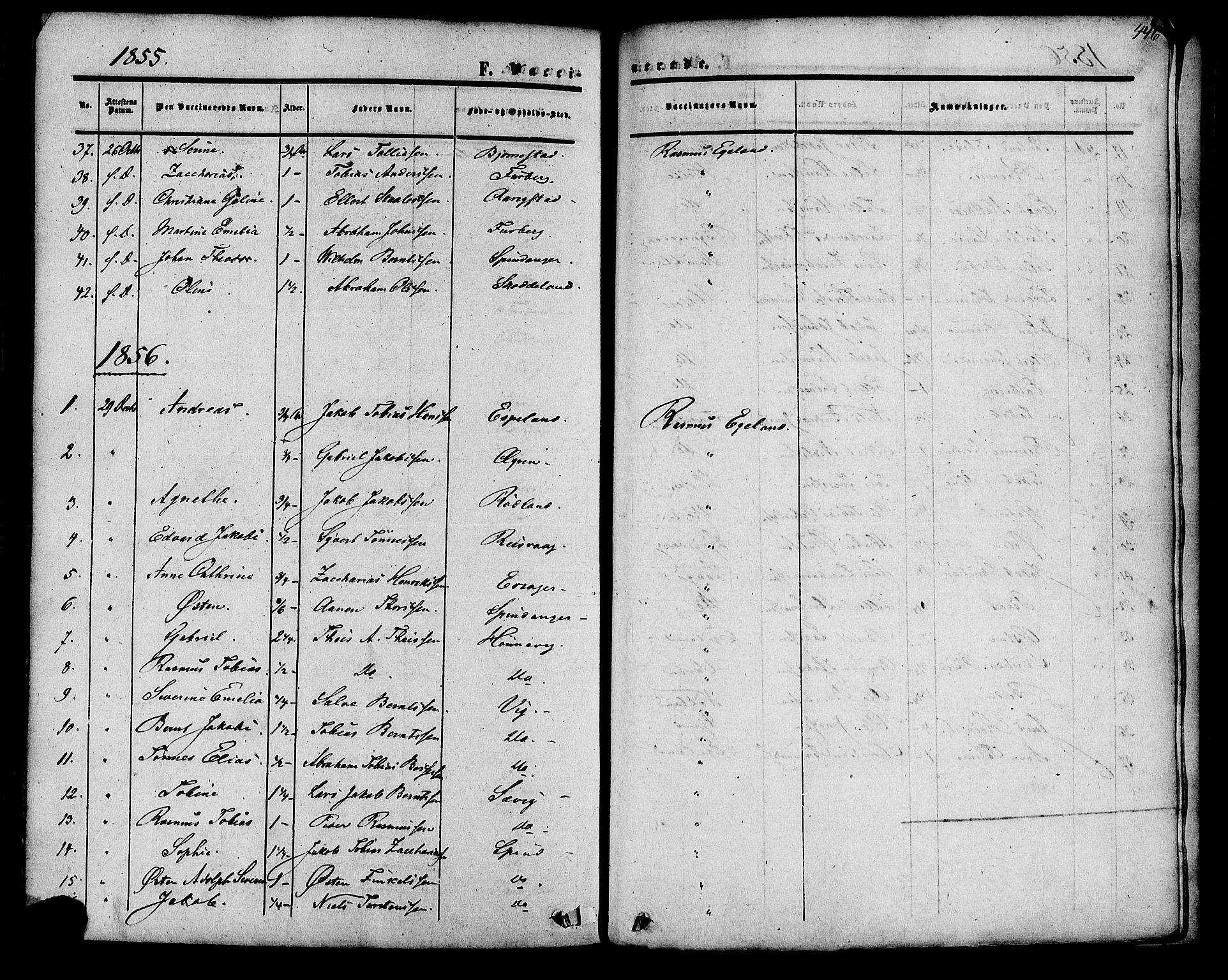 Herad sokneprestkontor, SAK/1111-0018/F/Fa/Fab/L0004: Parish register (official) no. A 4, 1853-1885, p. 446
