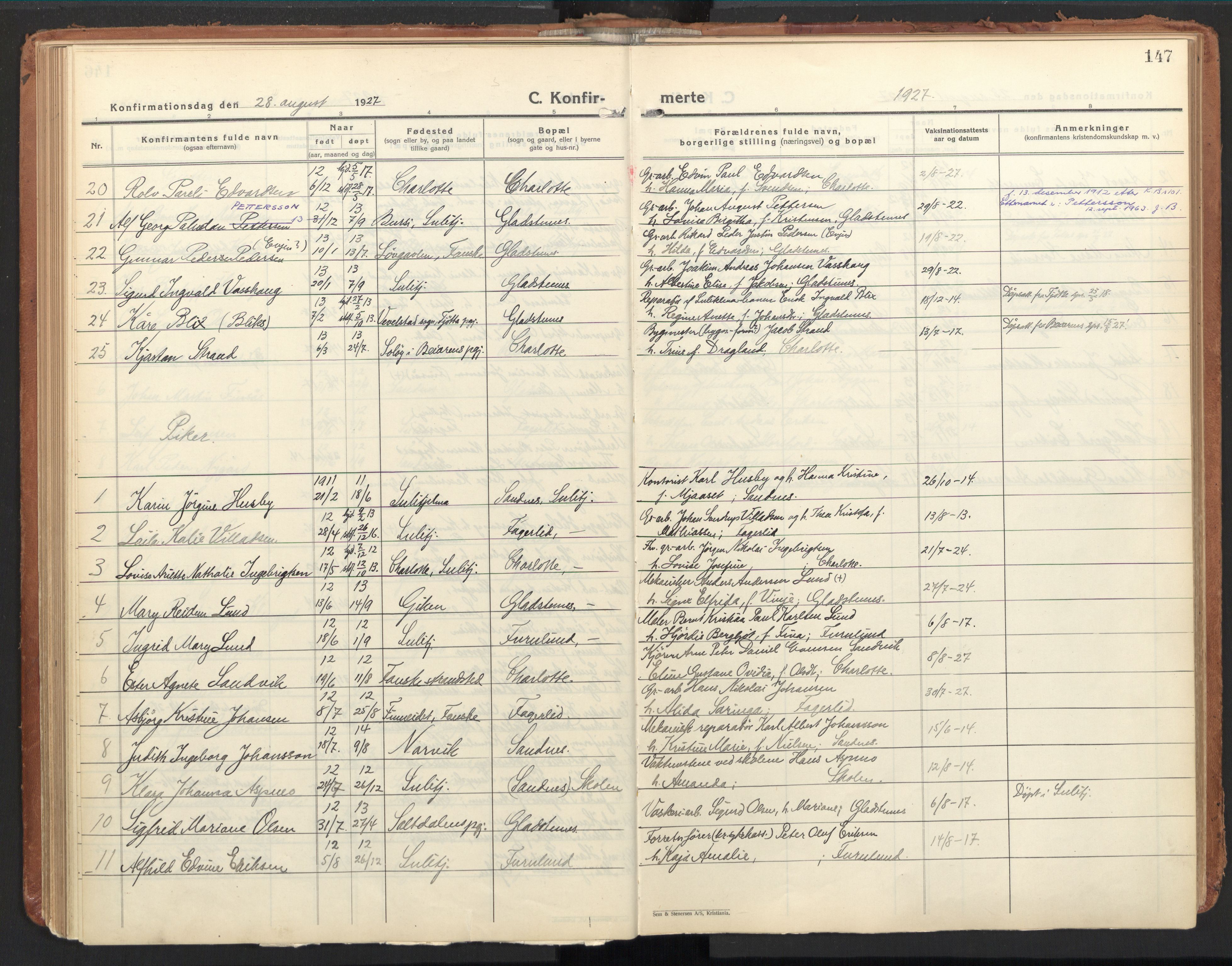 Ministerialprotokoller, klokkerbøker og fødselsregistre - Nordland, AV/SAT-A-1459/850/L0716: Curate's parish register no. 850B06, 1924-1938, p. 147