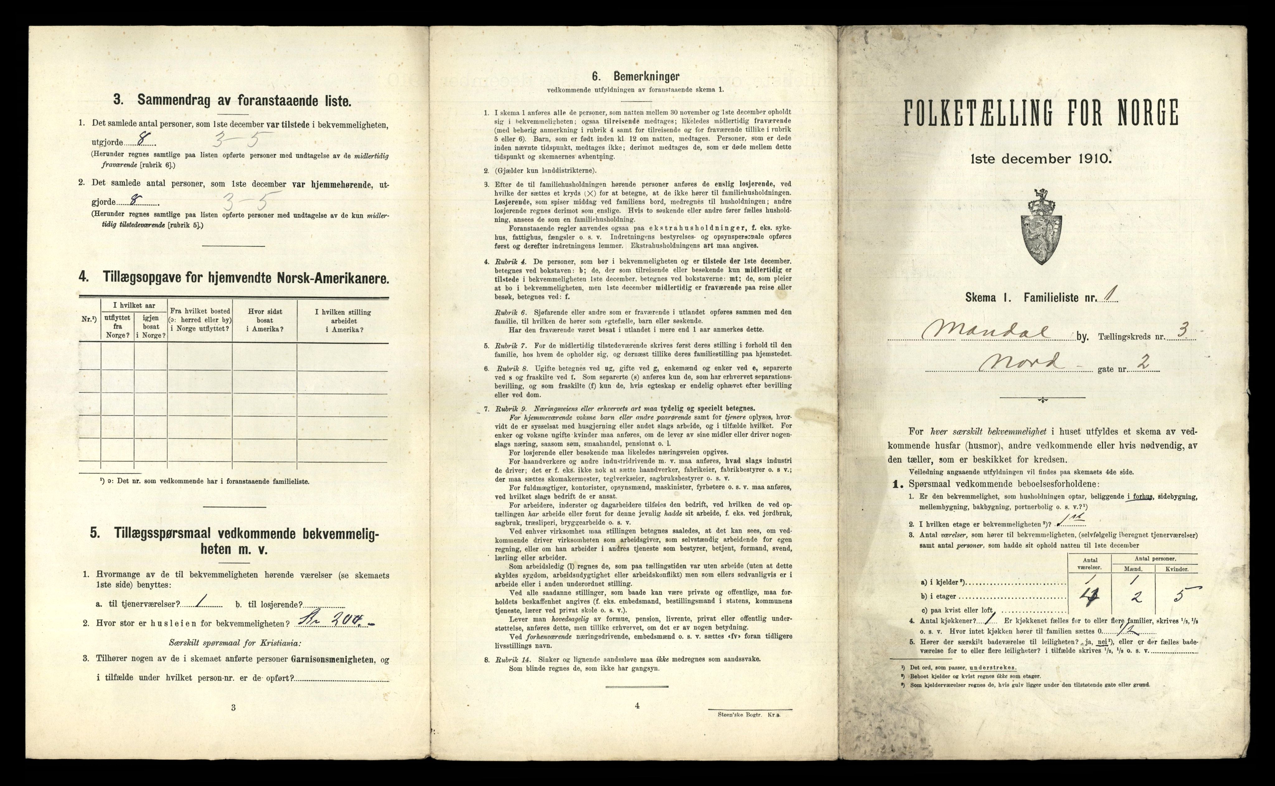 RA, 1910 census for Mandal, 1910, p. 1606