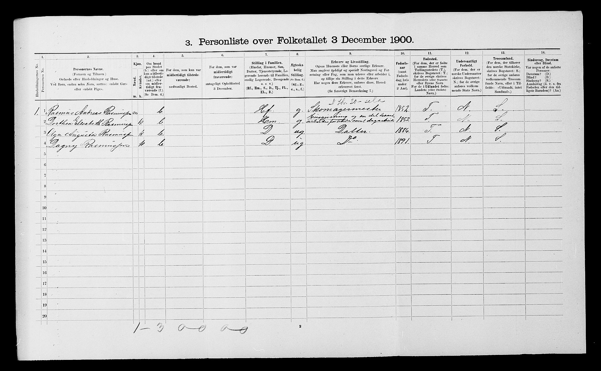 SATØ, 1900 census for Ibestad, 1900, p. 1568