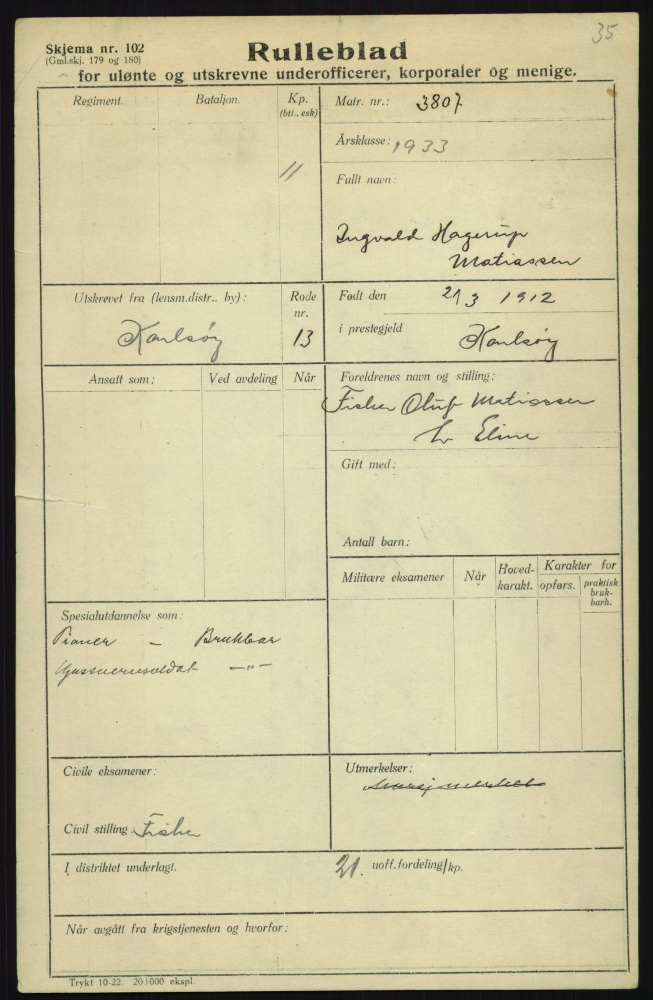 Forsvaret, Troms infanteriregiment nr. 16, AV/RA-RAFA-3146/P/Pa/L0017: Rulleblad for regimentets menige mannskaper, årsklasse 1933, 1933, p. 793