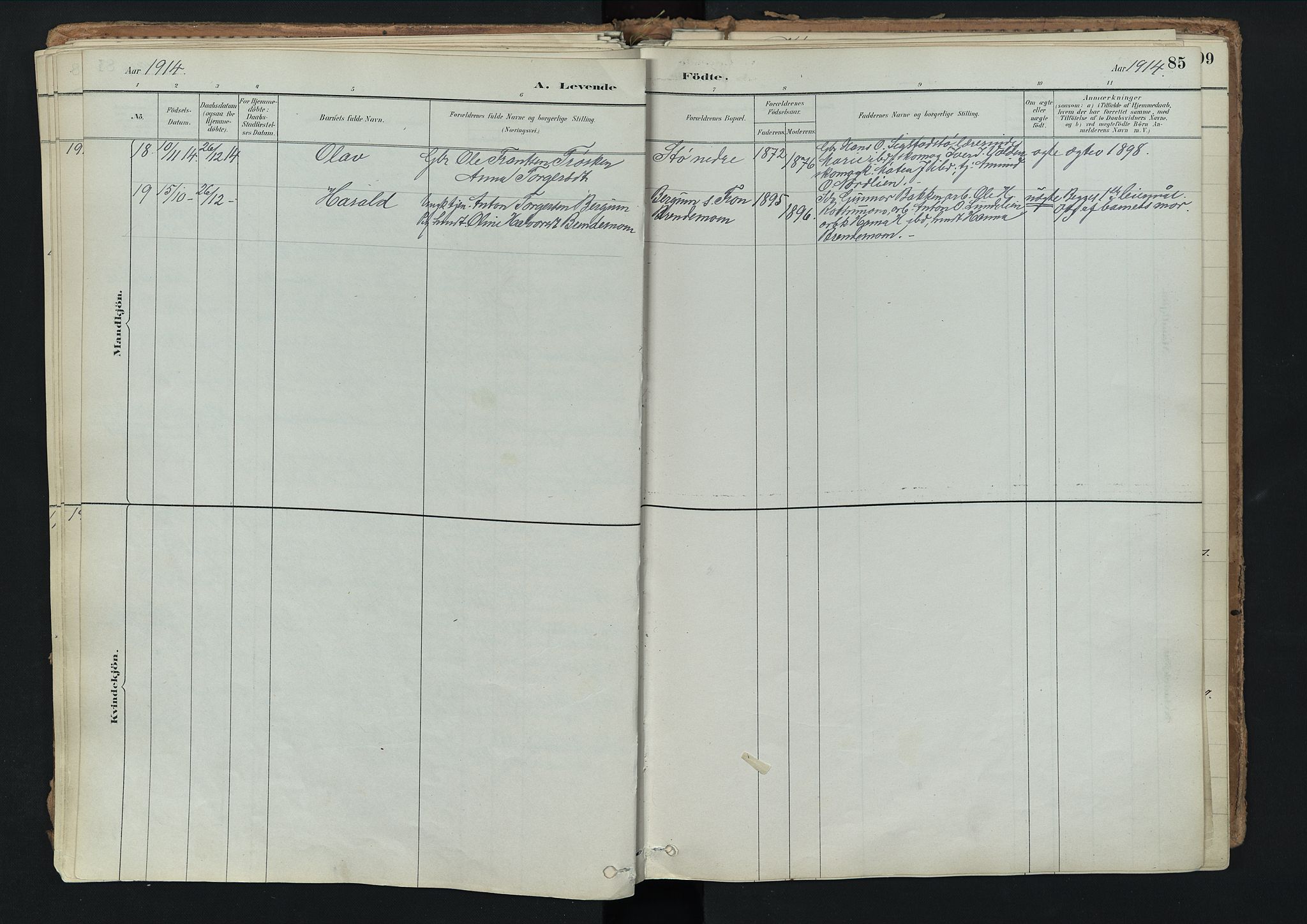 Nord-Fron prestekontor, SAH/PREST-080/H/Ha/Haa/L0003: Parish register (official) no. 3, 1884-1914, p. 85