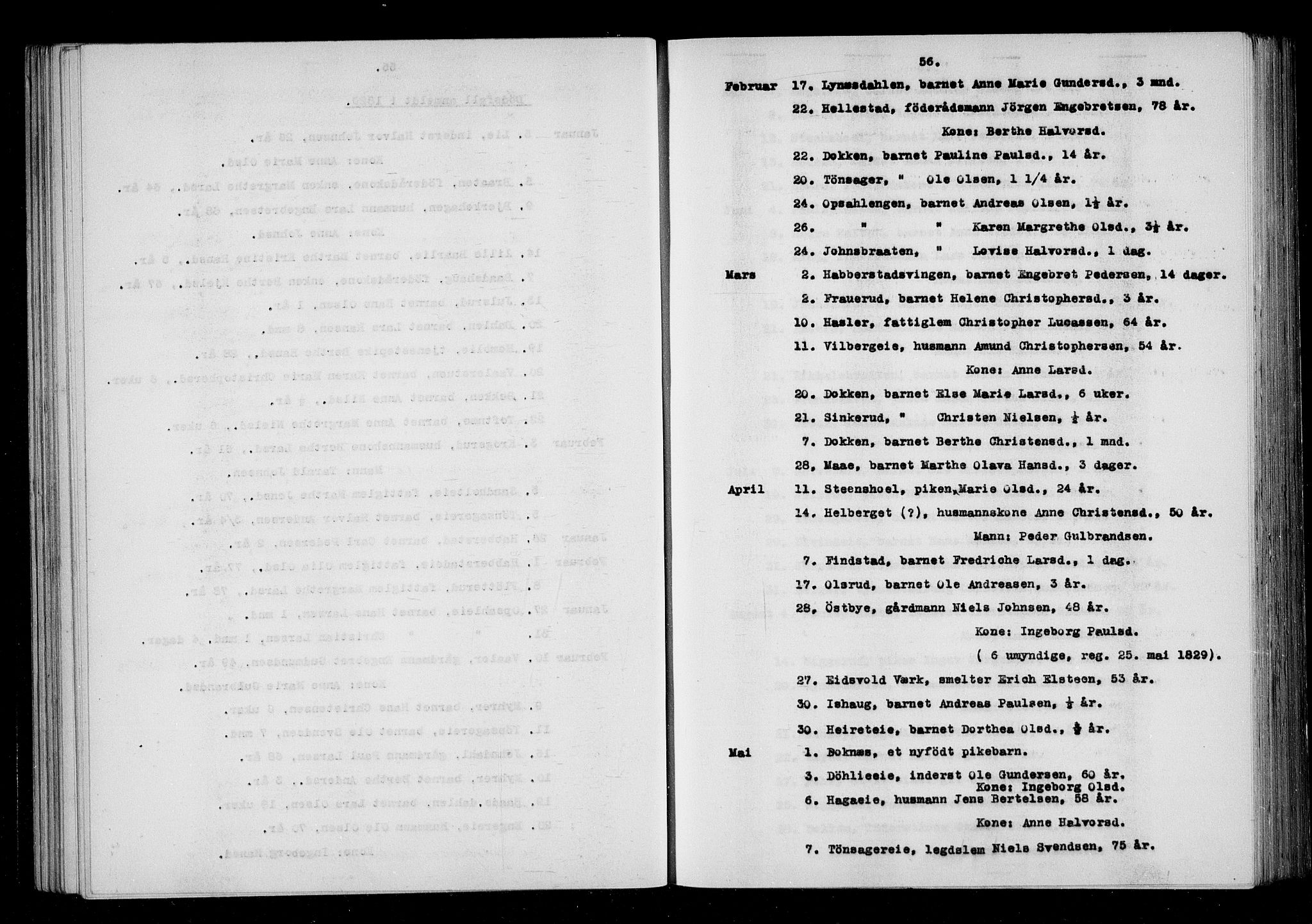 Eidsvoll tingrett, AV/SAO-A-10371/H/Ha/Haa/L0001: Dødsmeldingsprotokoll - Eidsvoll lensmannsdistrikt, 1815-1865, p. 56