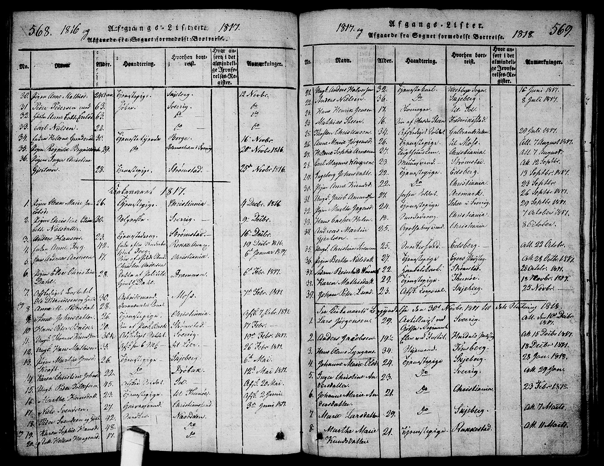 Halden prestekontor Kirkebøker, SAO/A-10909/G/Ga/L0001: Parish register (copy) no. 1, 1815-1833, p. 568-569