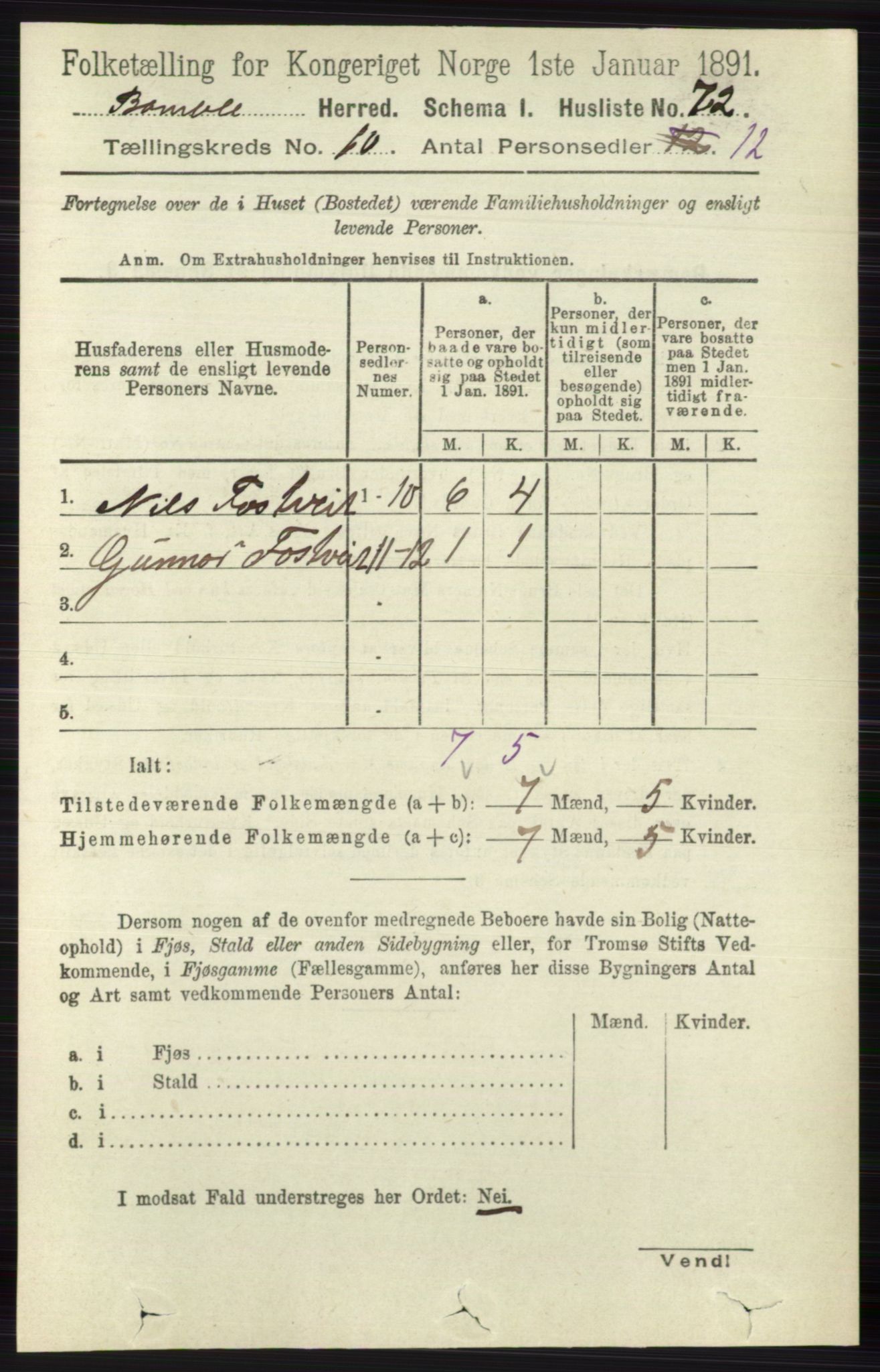 RA, 1891 census for 0814 Bamble, 1891, p. 5774