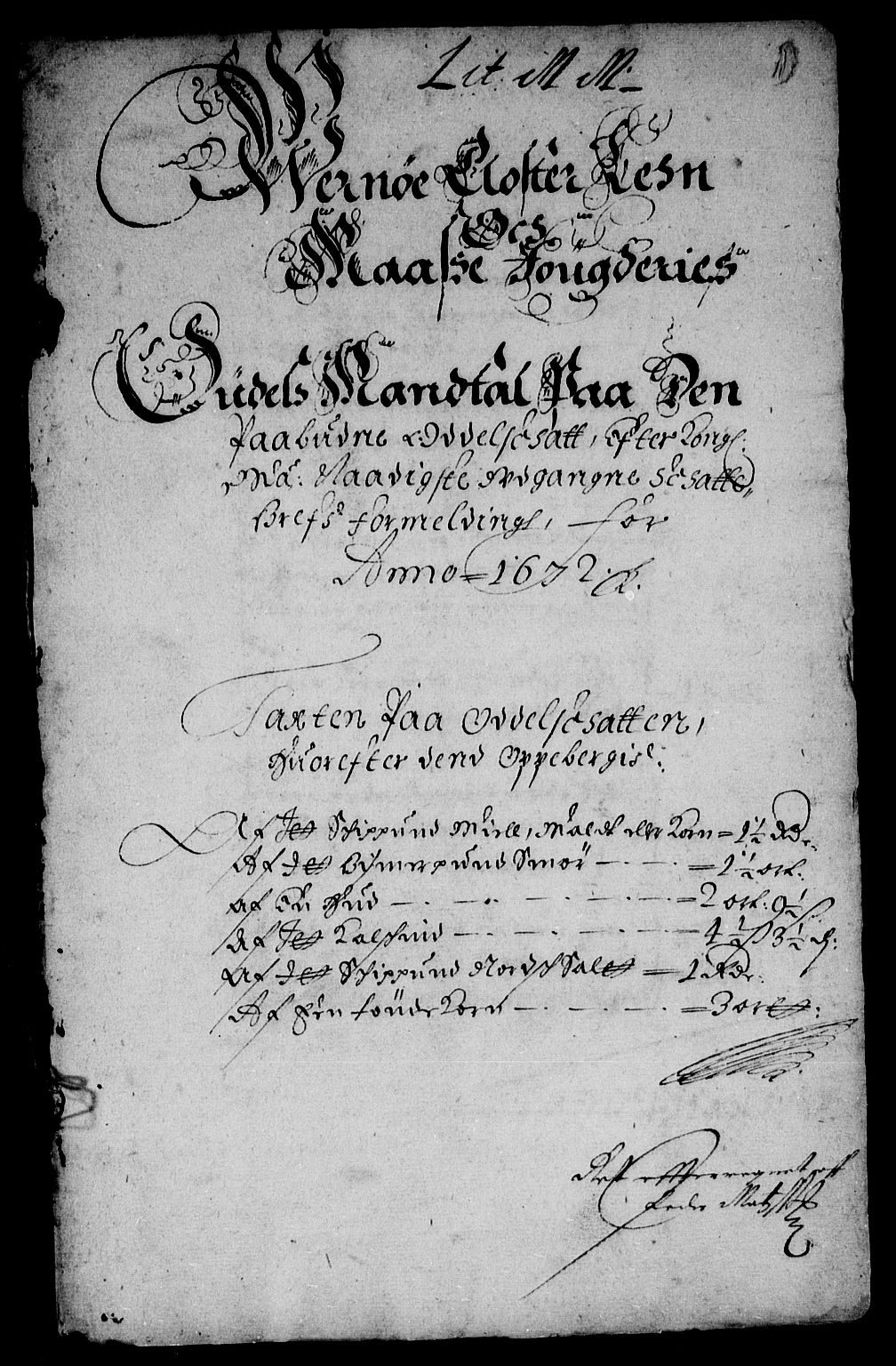 Rentekammeret inntil 1814, Reviderte regnskaper, Stiftamtstueregnskaper, Landkommissariatet på Akershus og Akershus stiftamt, AV/RA-EA-5869/R/Rb/L0084: Akershus stiftamt, 1672