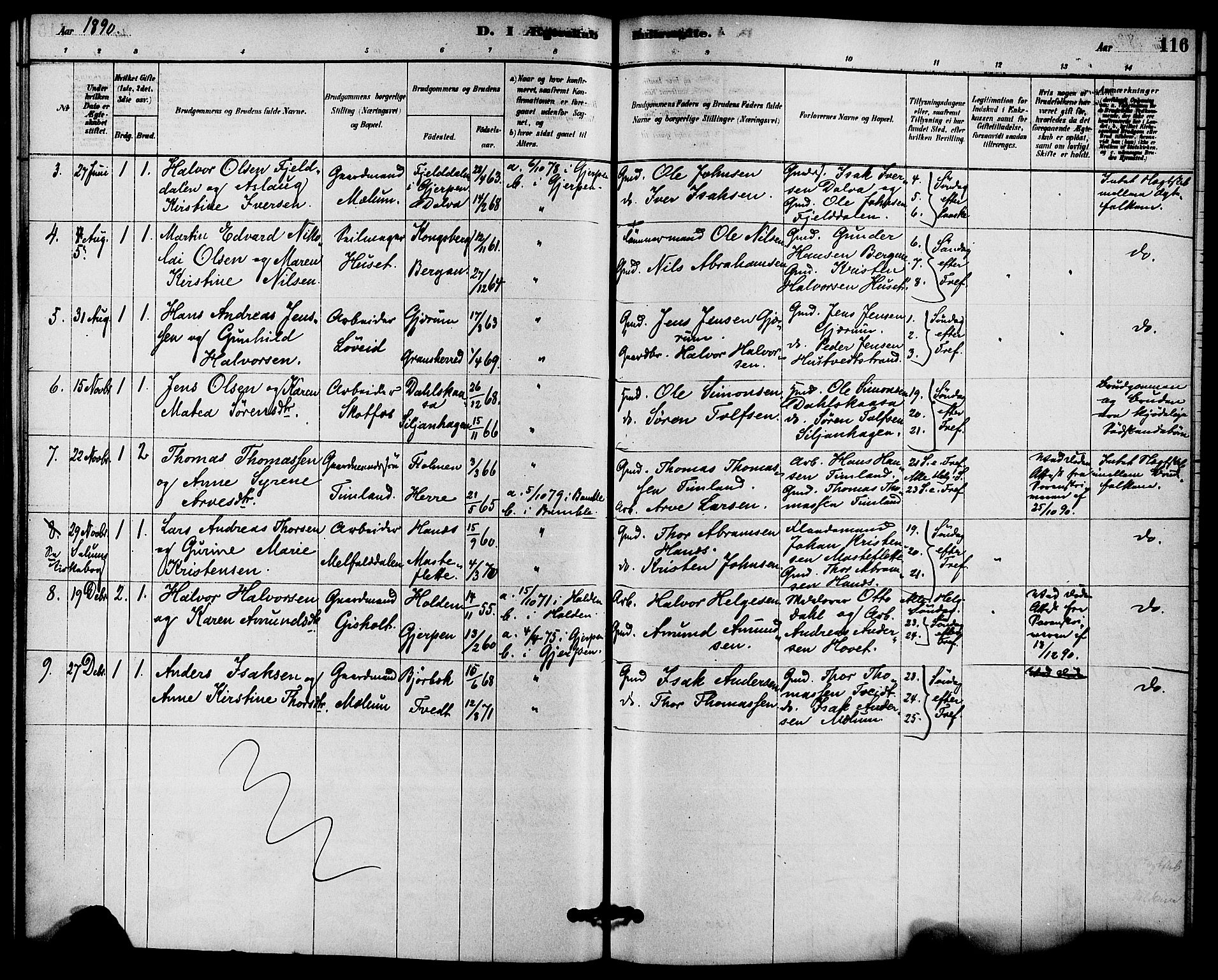 Solum kirkebøker, SAKO/A-306/F/Fb/L0001: Parish register (official) no. II 1, 1877-1892, p. 116