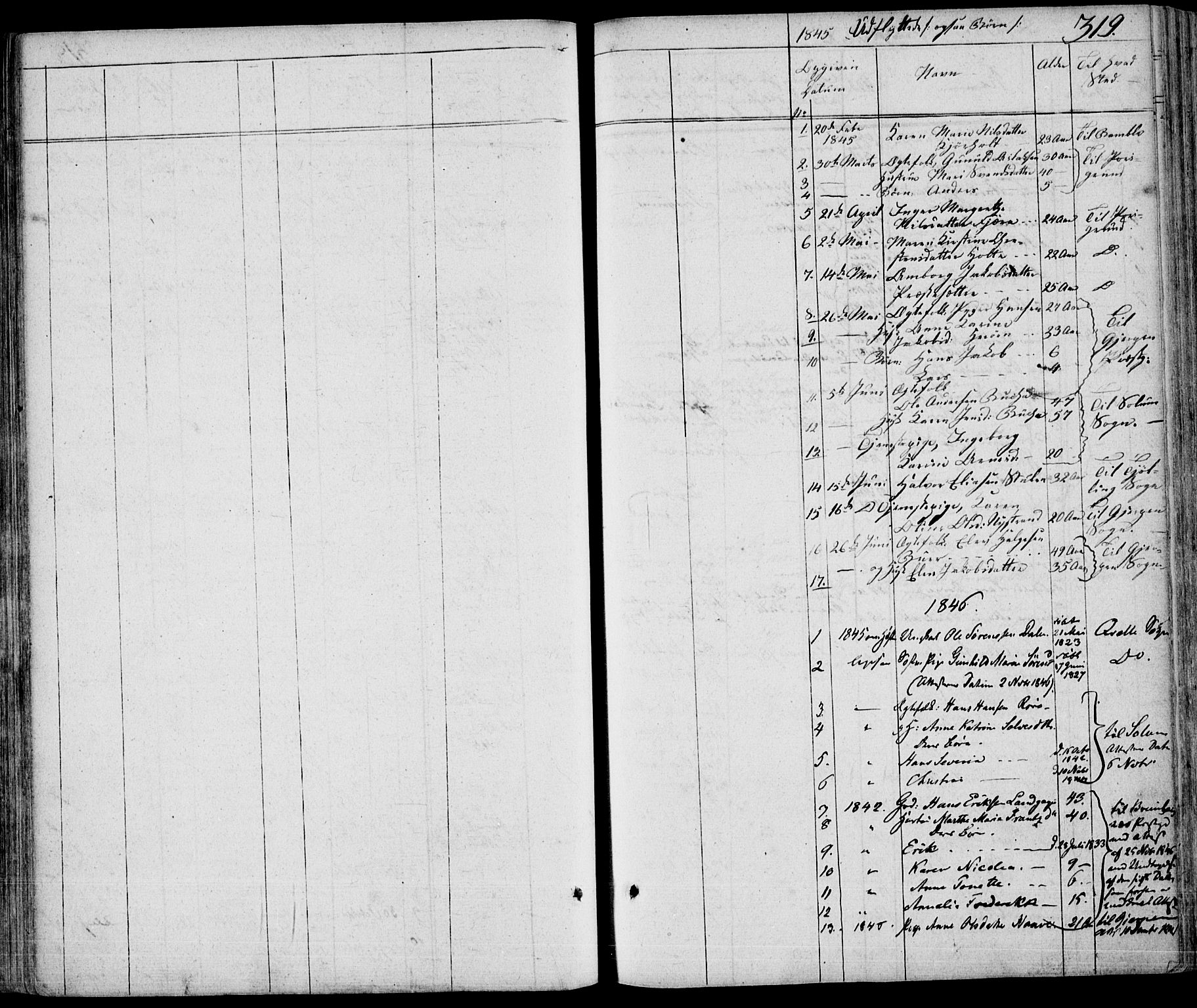 Eidanger kirkebøker, AV/SAKO-A-261/F/Fa/L0008: Parish register (official) no. 8, 1831-1858, p. 319