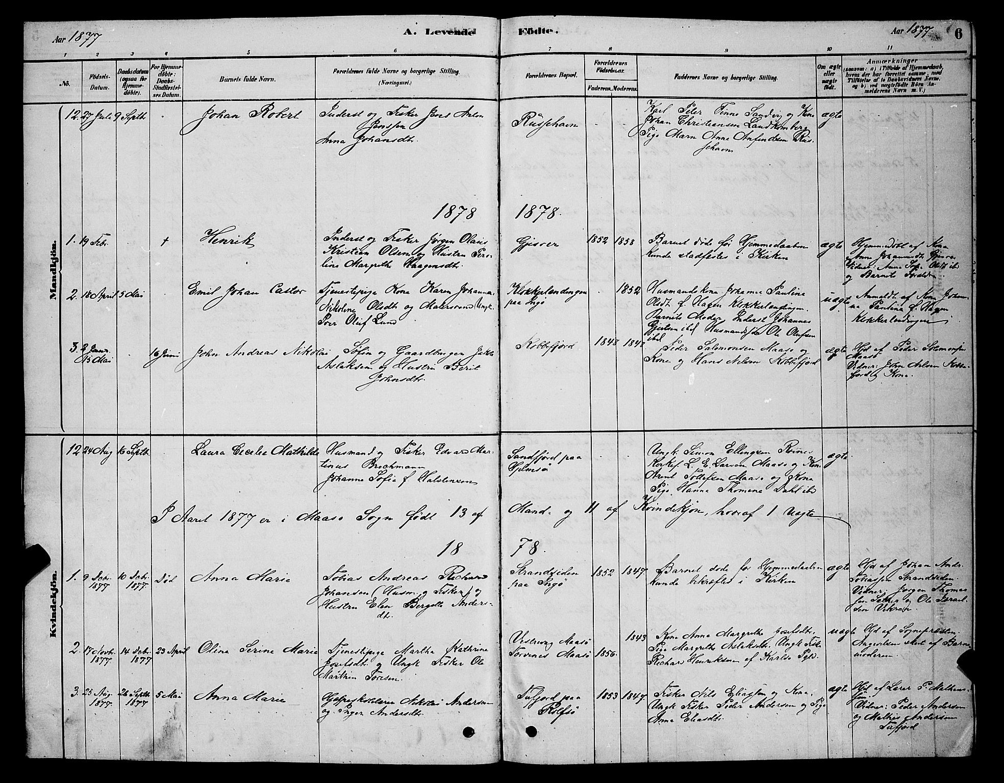 Måsøy sokneprestkontor, SATØ/S-1348/H/Hb/L0002klokker: Parish register (copy) no. 2, 1876-1888, p. 6