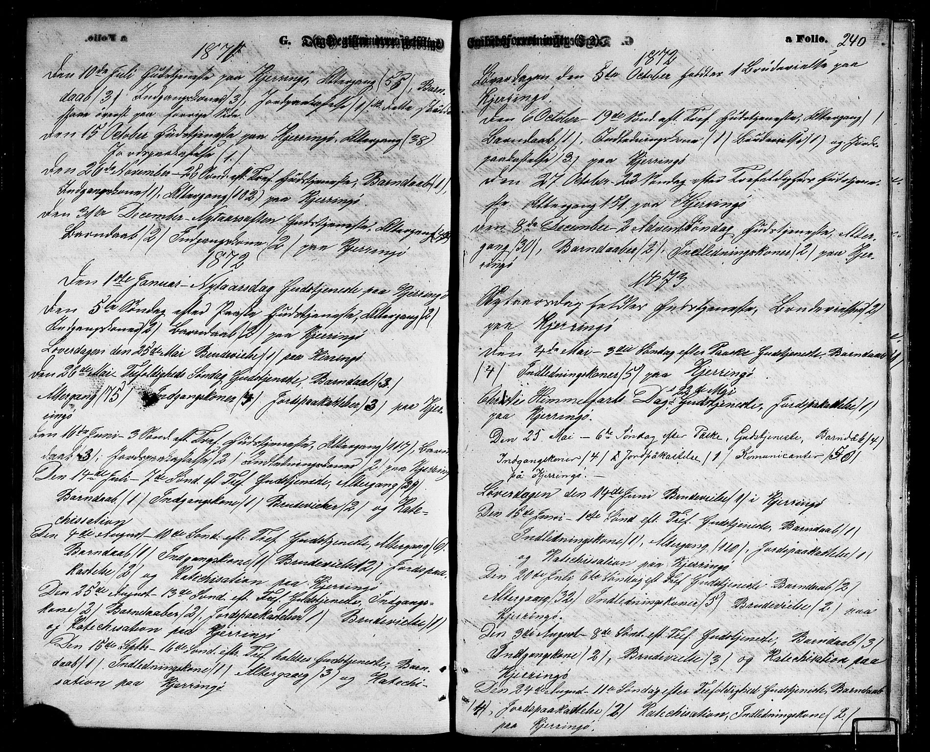 Ministerialprotokoller, klokkerbøker og fødselsregistre - Nordland, SAT/A-1459/803/L0075: Parish register (copy) no. 803C02, 1867-1881, p. 240