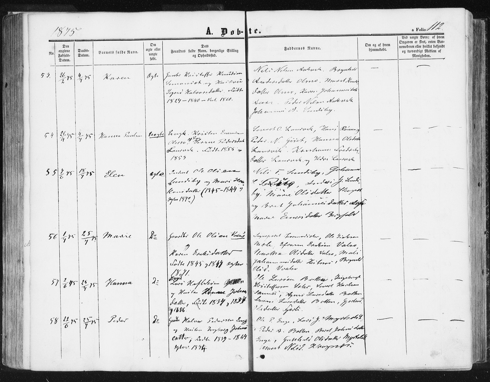 Ministerialprotokoller, klokkerbøker og fødselsregistre - Møre og Romsdal, AV/SAT-A-1454/578/L0905: Parish register (official) no. 578A04, 1859-1877, p. 112