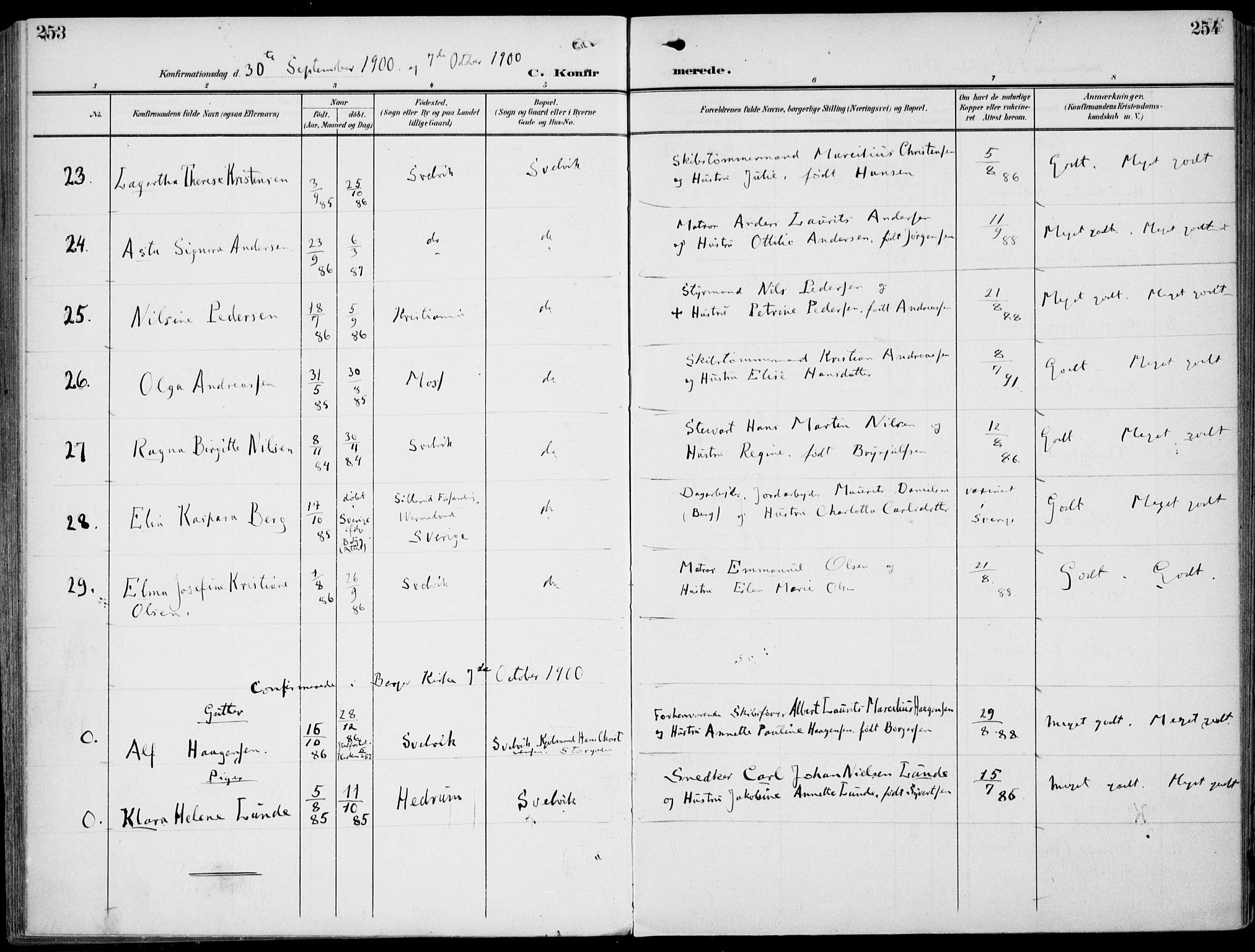 Strømm kirkebøker, AV/SAKO-A-322/F/Fb/L0002: Parish register (official) no. II 2, 1900-1919, p. 253-254