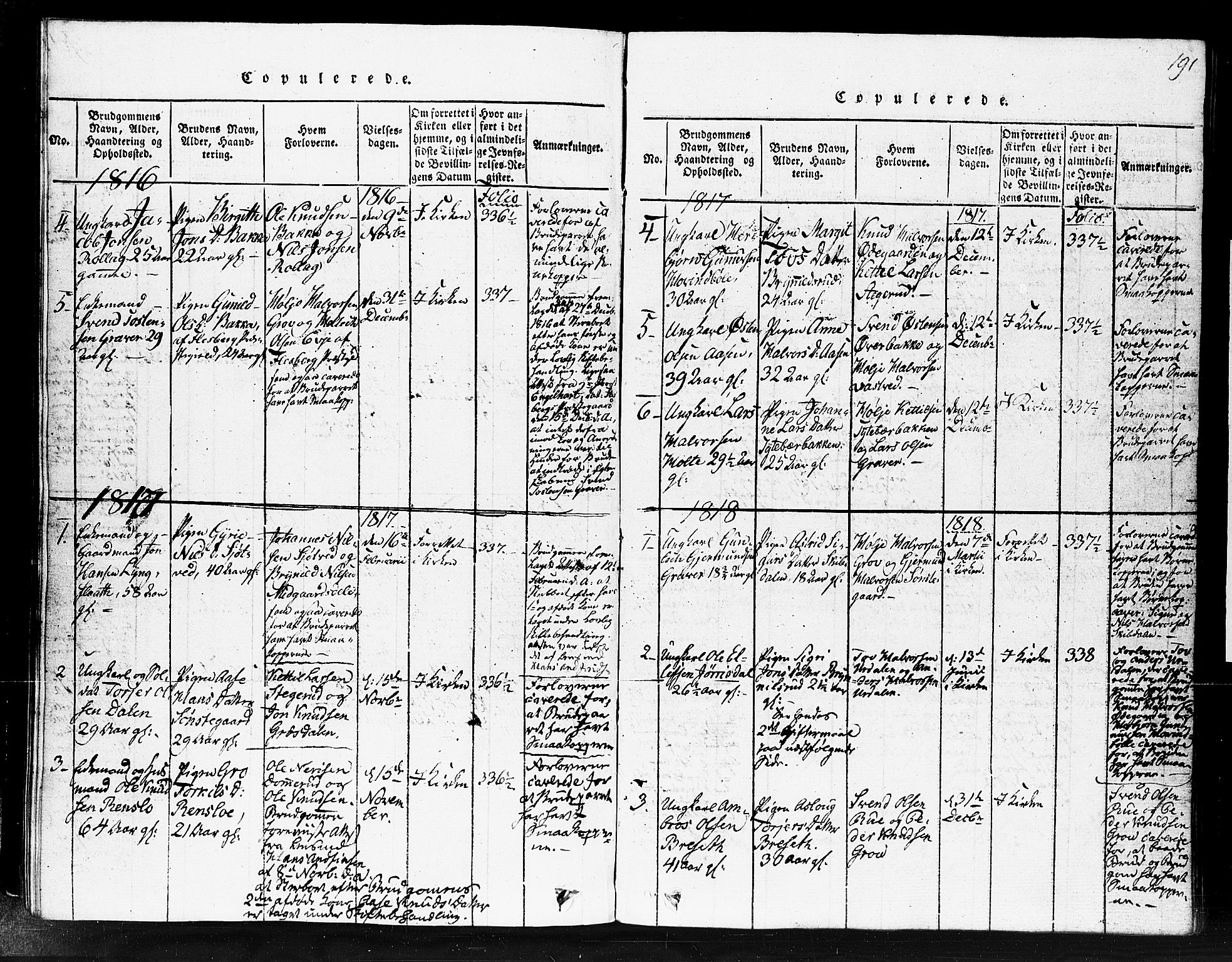 Gransherad kirkebøker, SAKO/A-267/F/Fb/L0002: Parish register (official) no. II 2, 1815-1843, p. 191