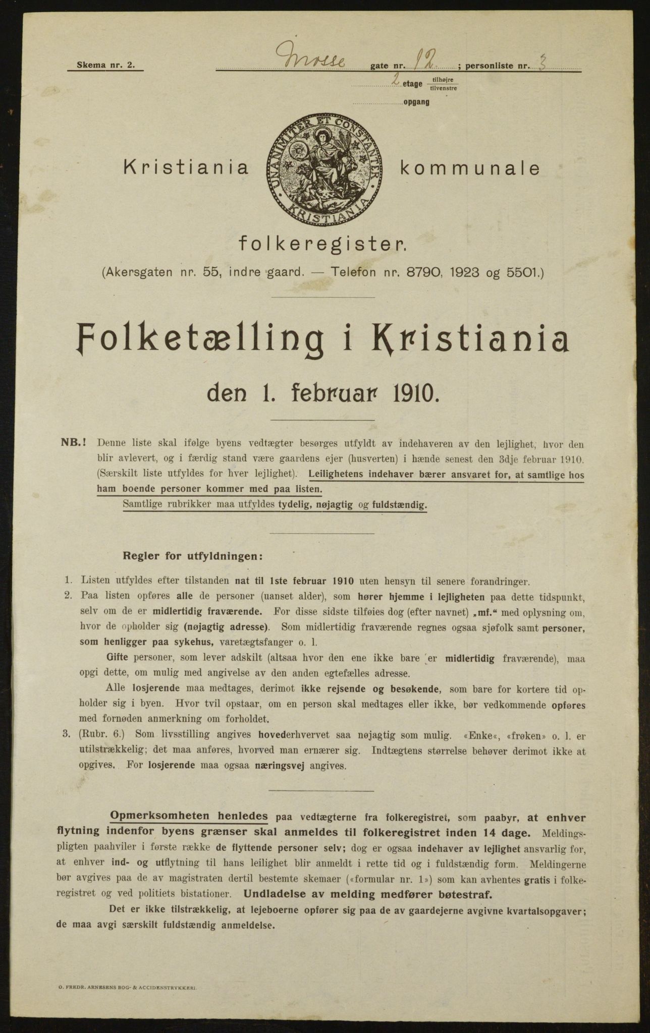 OBA, Municipal Census 1910 for Kristiania, 1910, p. 63786