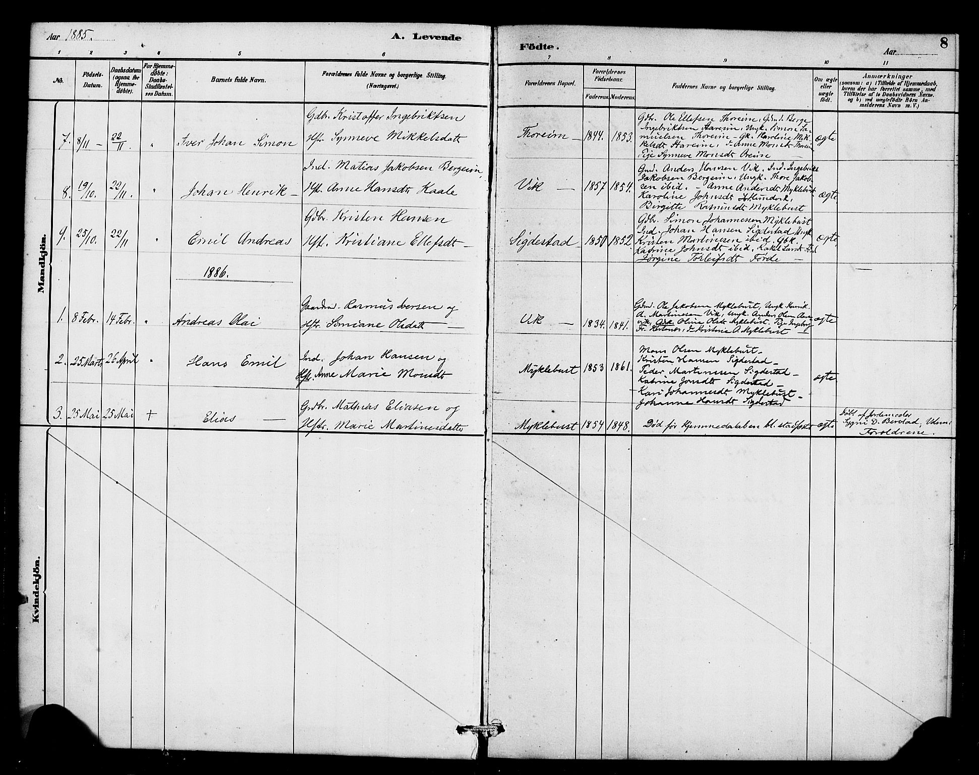 Davik sokneprestembete, SAB/A-79701/H/Haa/Haae/L0001: Parish register (official) no. E 1, 1882-1900, p. 8
