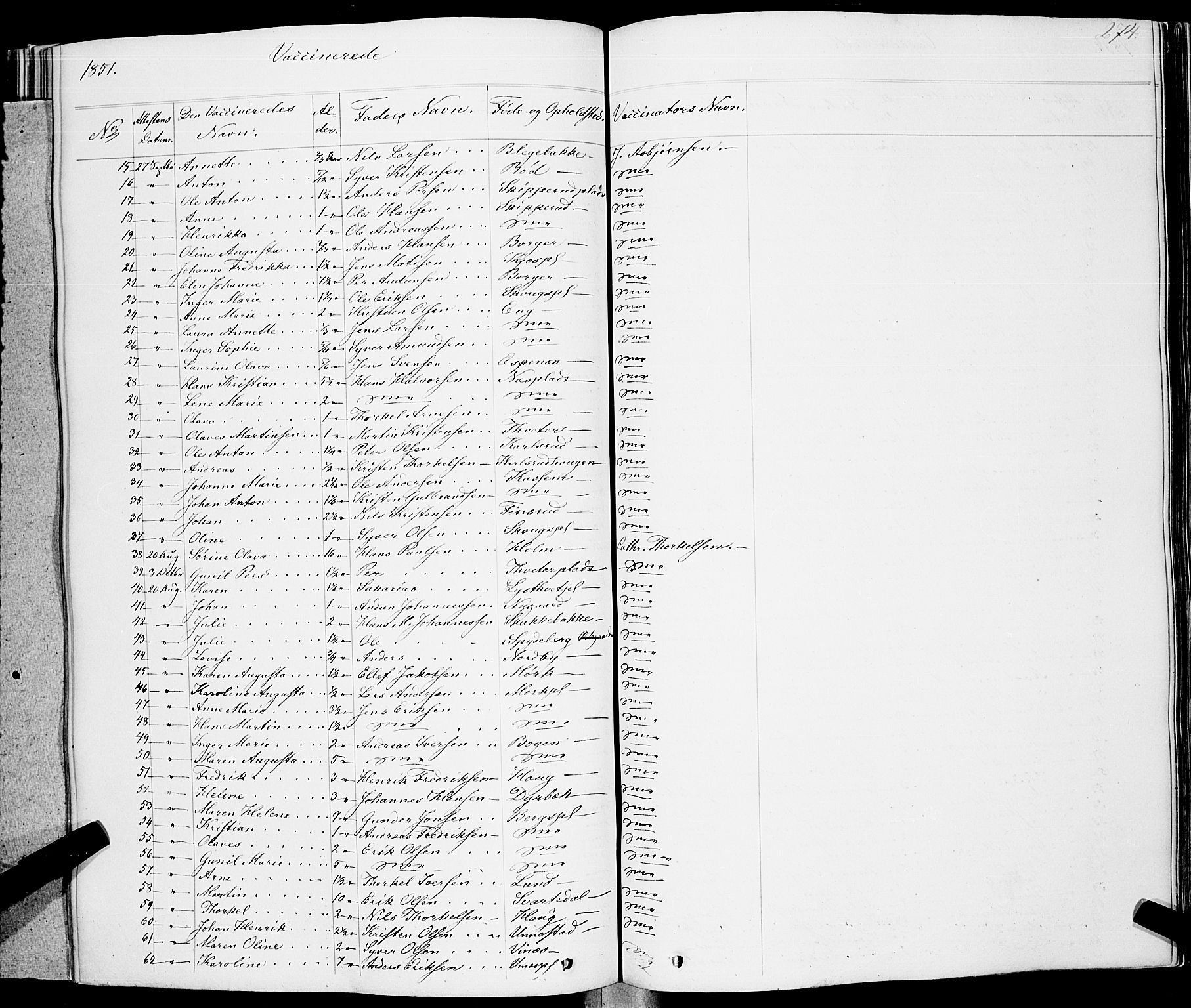 Skiptvet prestekontor Kirkebøker, SAO/A-20009/F/Fa/L0006: Parish register (official) no. 6, 1839-1860, p. 274