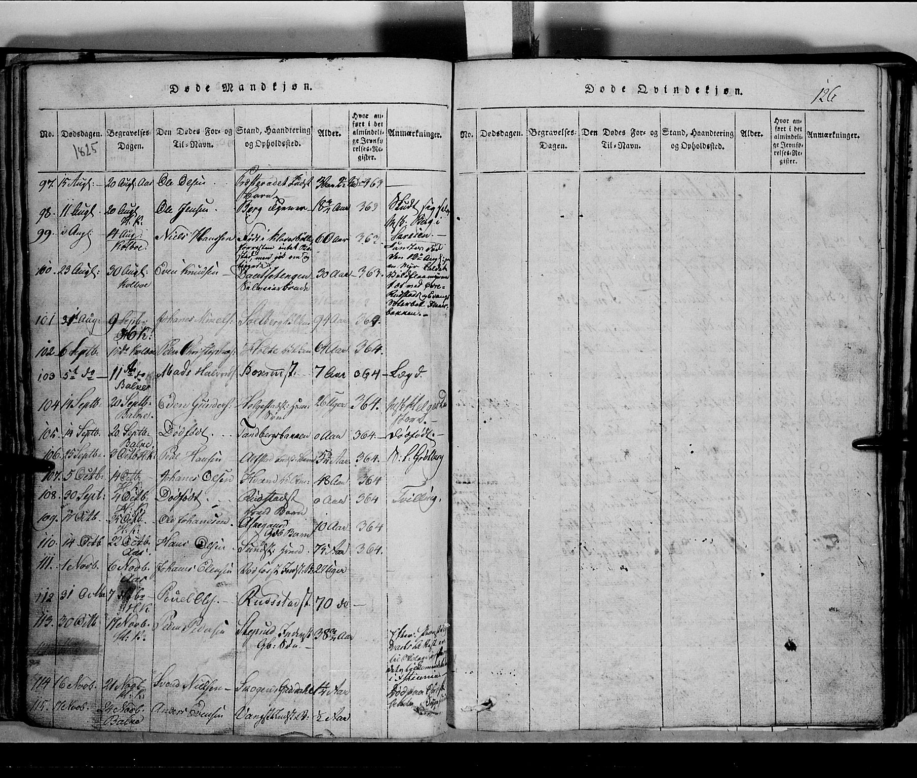 Toten prestekontor, SAH/PREST-102/H/Ha/Hab/L0002: Parish register (copy) no. 2, 1820-1827, p. 126