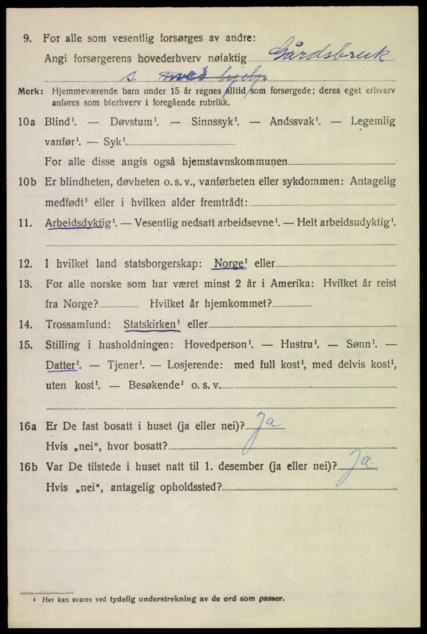 SAH, 1920 census for Lunner, 1920, p. 6986