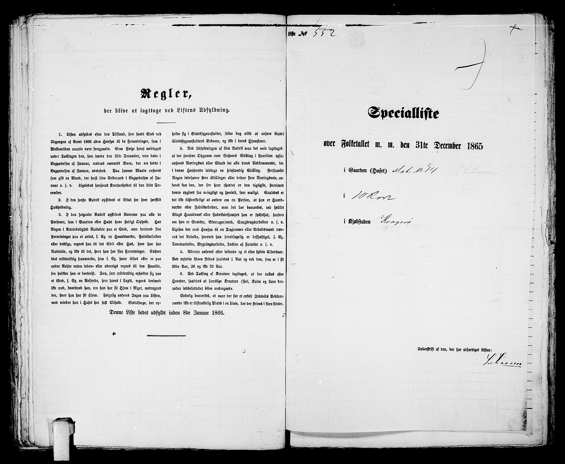 RA, 1865 census for Kragerø/Kragerø, 1865, p. 1120