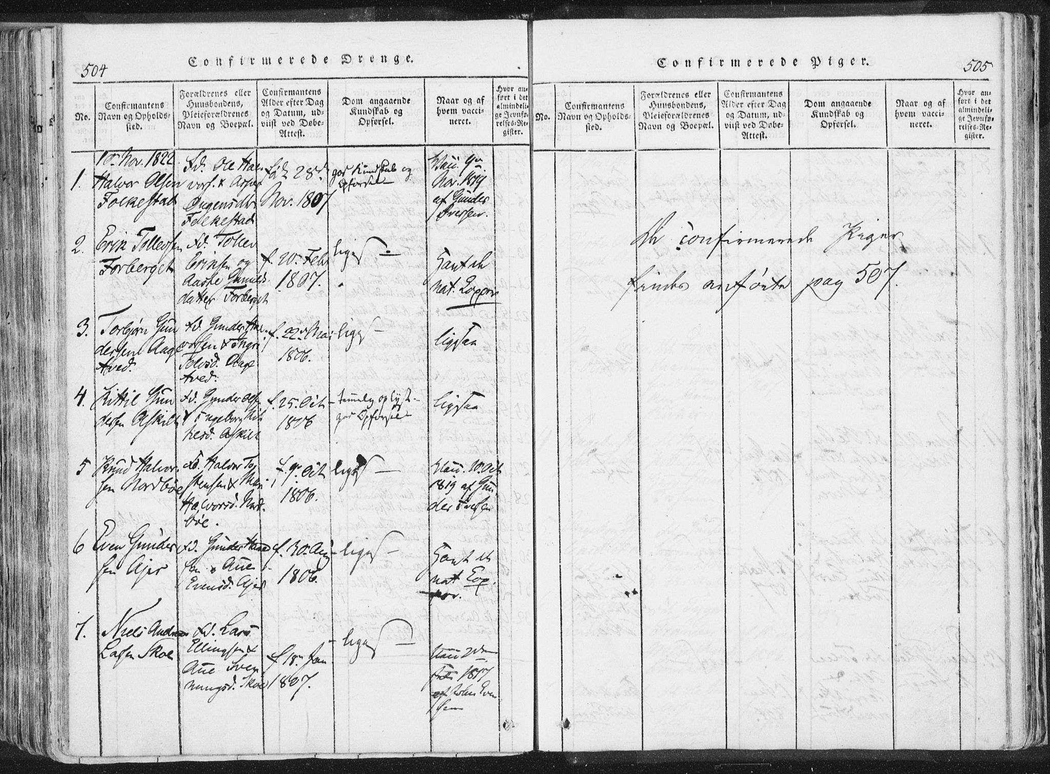 Bø kirkebøker, SAKO/A-257/F/Fa/L0006: Parish register (official) no. 6, 1815-1831, p. 504-505