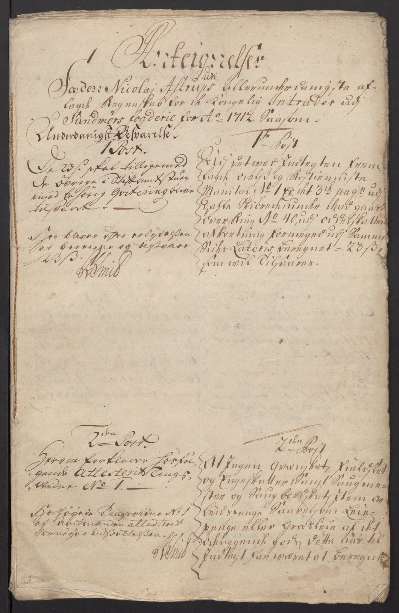 Rentekammeret inntil 1814, Reviderte regnskaper, Fogderegnskap, AV/RA-EA-4092/R54/L3565: Fogderegnskap Sunnmøre, 1712-1713, p. 233