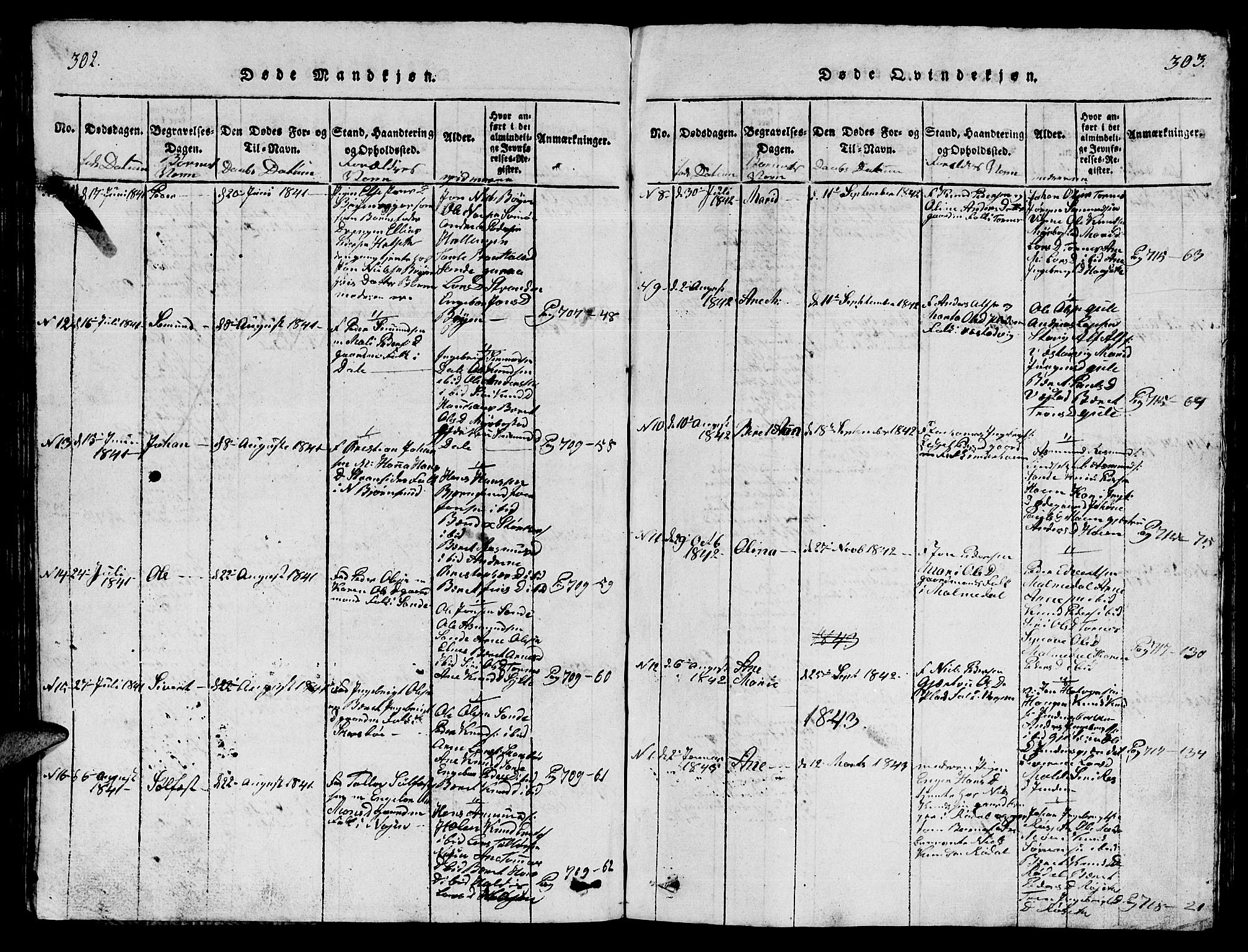 Ministerialprotokoller, klokkerbøker og fødselsregistre - Møre og Romsdal, AV/SAT-A-1454/565/L0752: Parish register (copy) no. 565C01, 1817-1844, p. 302-303