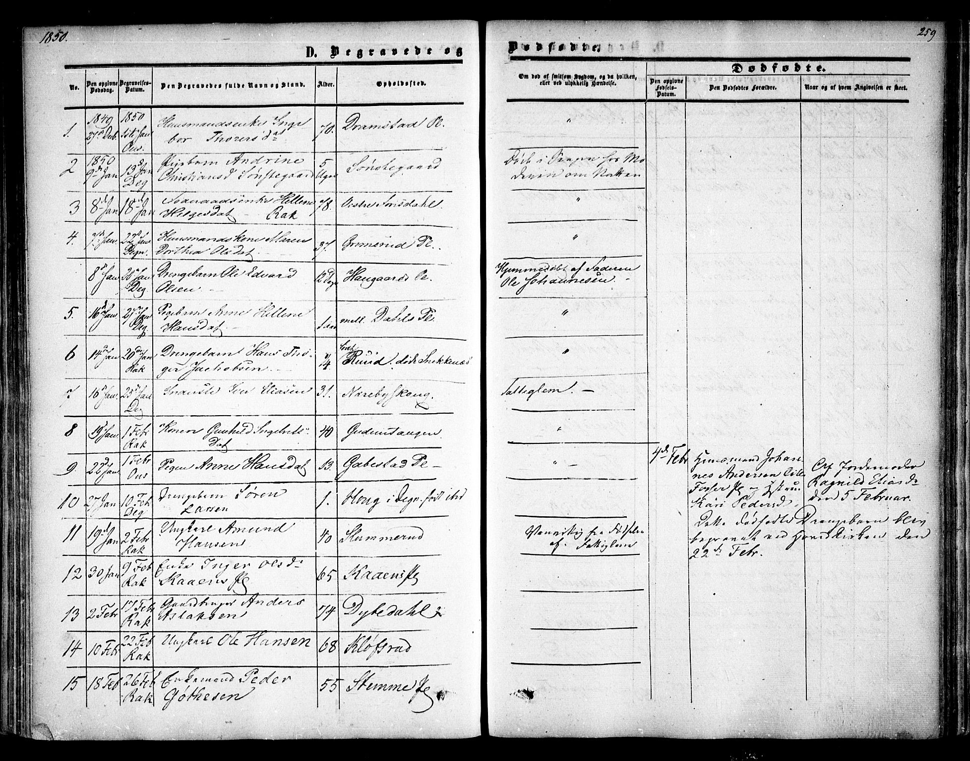 Rakkestad prestekontor Kirkebøker, AV/SAO-A-2008/F/Fa/L0009: Parish register (official) no. I 9, 1850-1856, p. 259