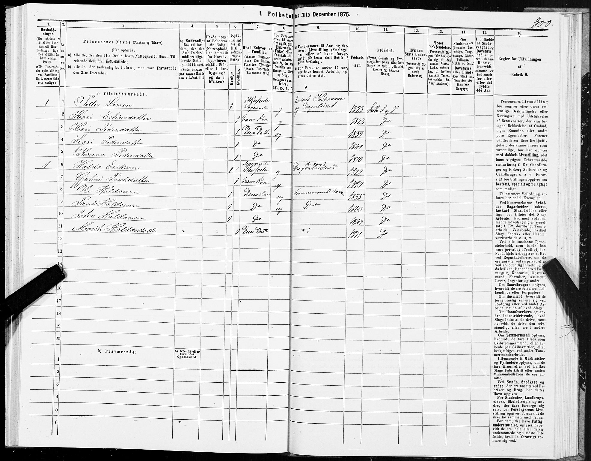 SAT, 1875 census for 1664P Selbu, 1875, p. 6300