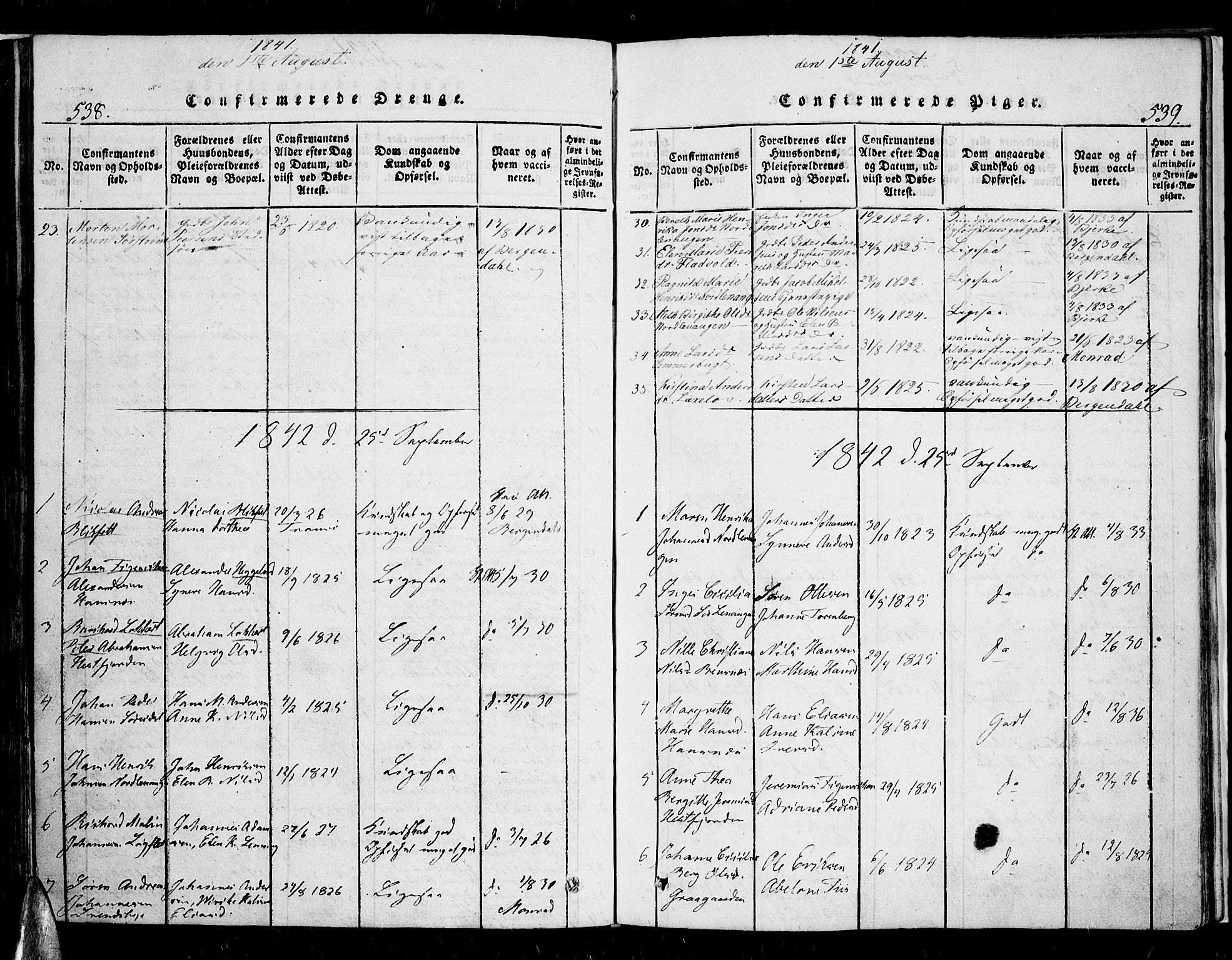 Karlsøy sokneprestembete, AV/SATØ-S-1299/H/Ha/Haa/L0002kirke: Parish register (official) no. 2, 1823-1842, p. 538-539