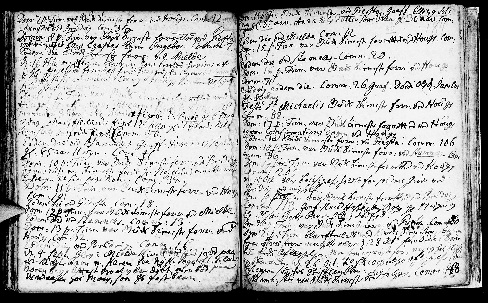 Haus sokneprestembete, AV/SAB-A-75601/H/Haa: Parish register (official) no. A 5, 1733-1747, p. 184