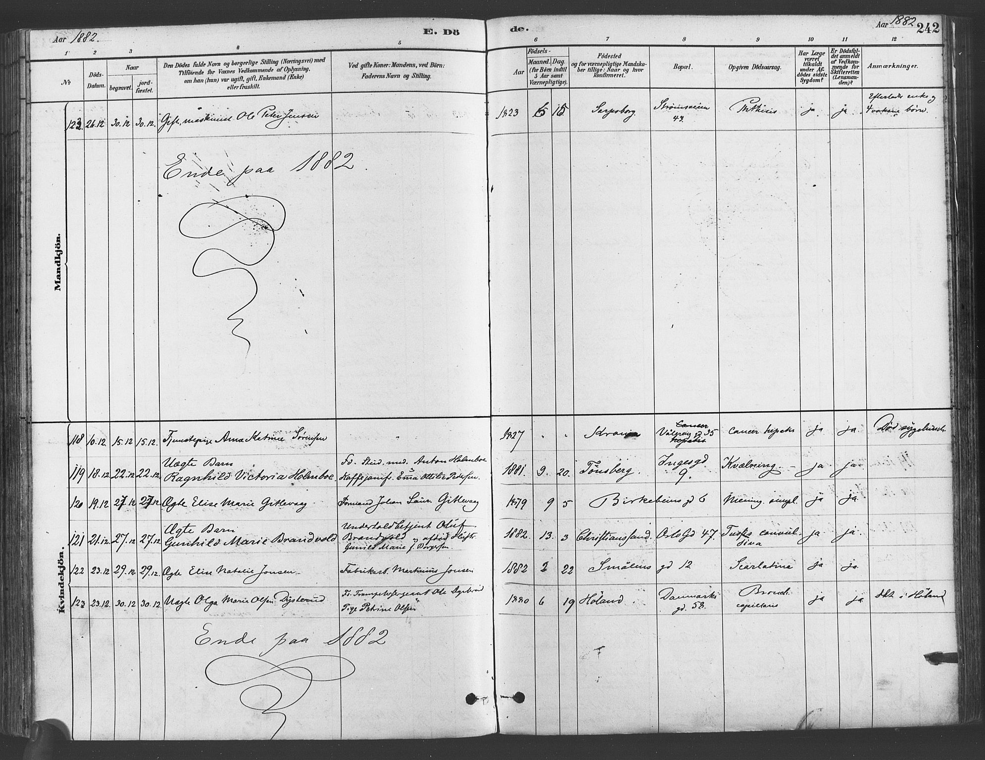 Gamlebyen prestekontor Kirkebøker, AV/SAO-A-10884/F/Fa/L0006: Parish register (official) no. 6, 1881-1890, p. 242