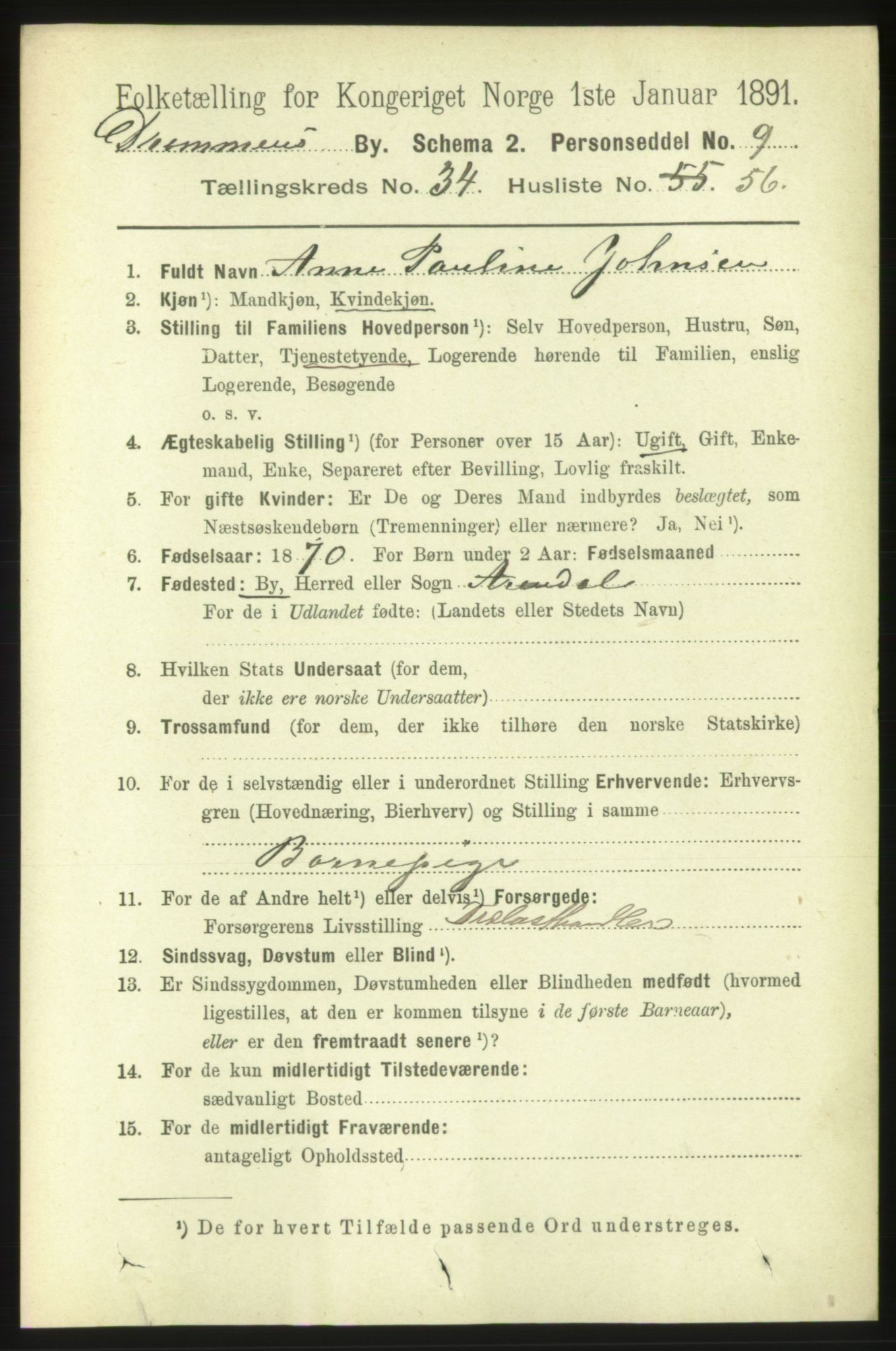 RA, 1891 census for 0602 Drammen, 1891, p. 21070