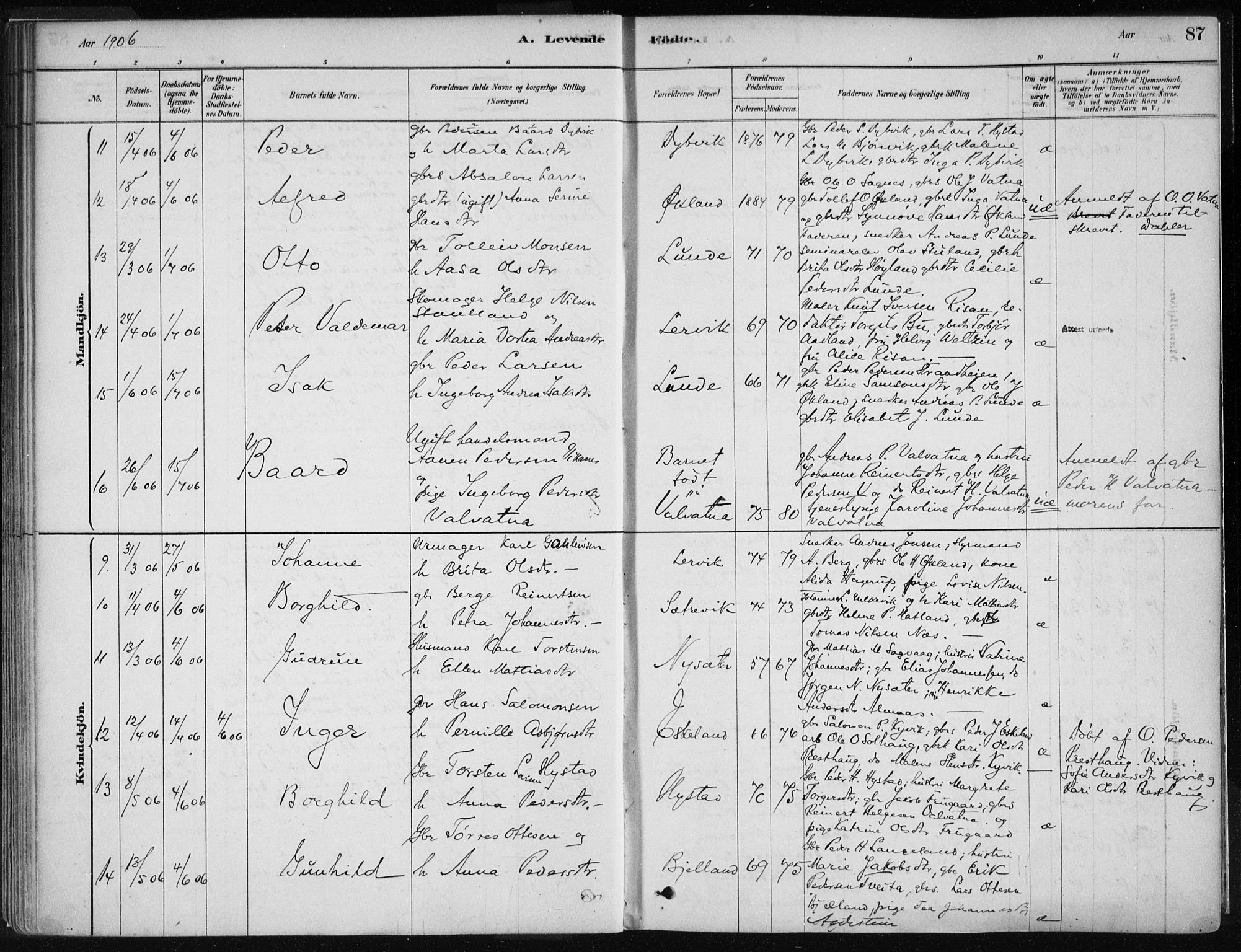 Stord sokneprestembete, AV/SAB-A-78201/H/Haa: Parish register (official) no. B 2, 1878-1913, p. 87