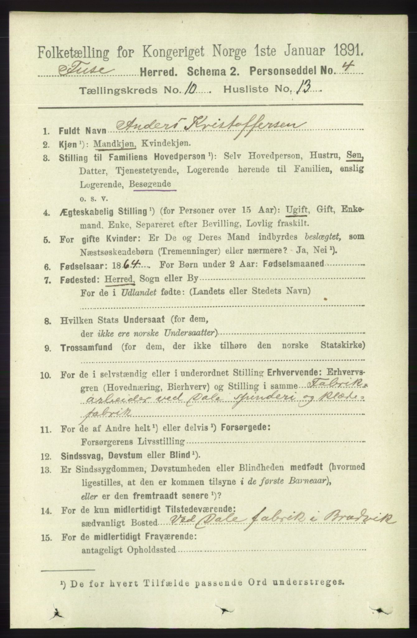 RA, 1891 census for 1241 Fusa, 1891, p. 1981