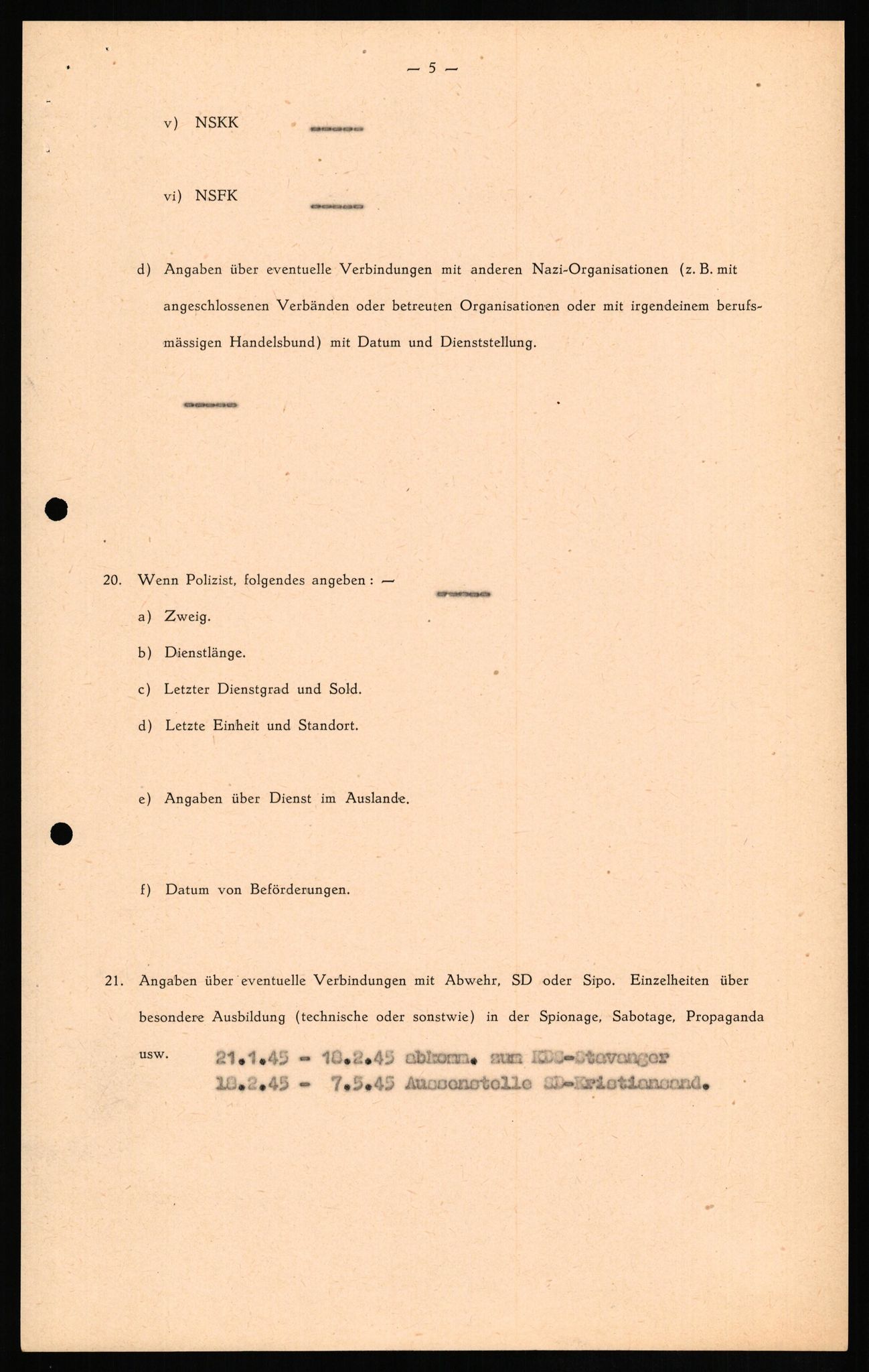 Forsvaret, Forsvarets overkommando II, AV/RA-RAFA-3915/D/Db/L0018: CI Questionaires. Tyske okkupasjonsstyrker i Norge. Tyskere., 1945-1946, p. 395