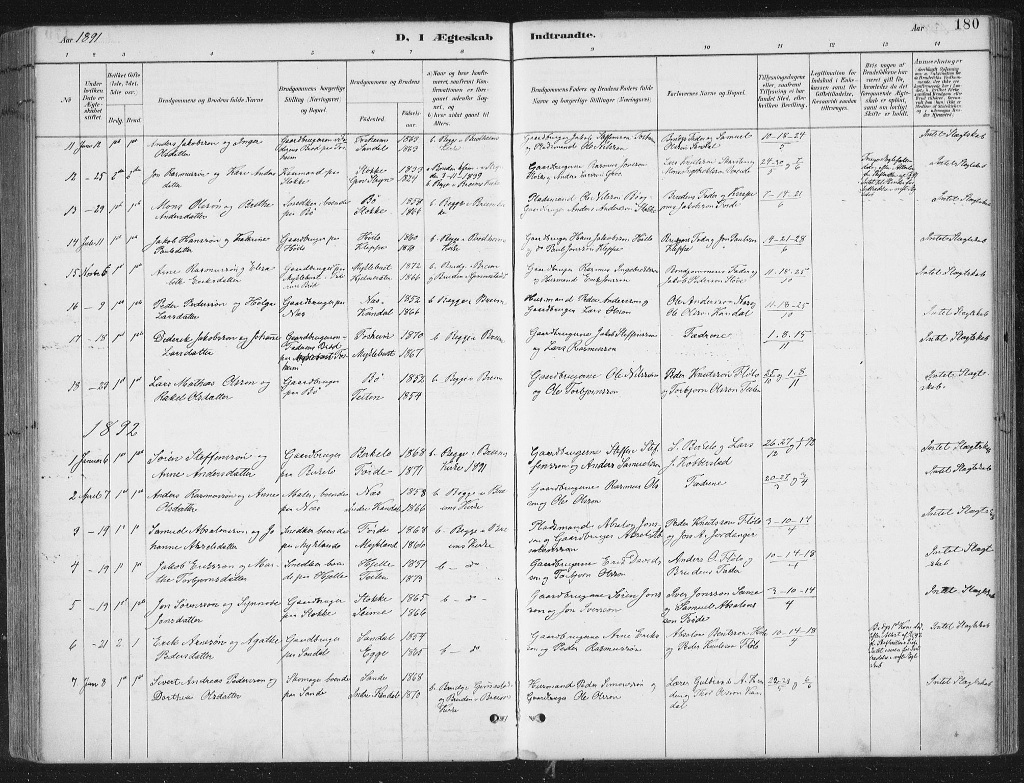Gloppen sokneprestembete, SAB/A-80101/H/Haa/Haac/L0002: Parish register (official) no. C  2, 1887-1904, p. 180