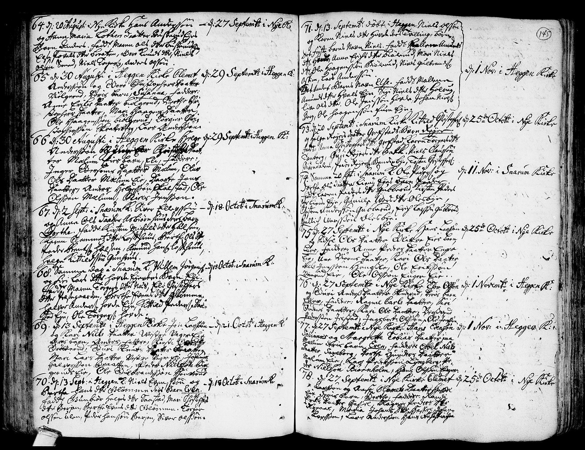 Modum kirkebøker, AV/SAKO-A-234/F/Fa/L0001: Parish register (official) no. 1, 1712-1740, p. 145