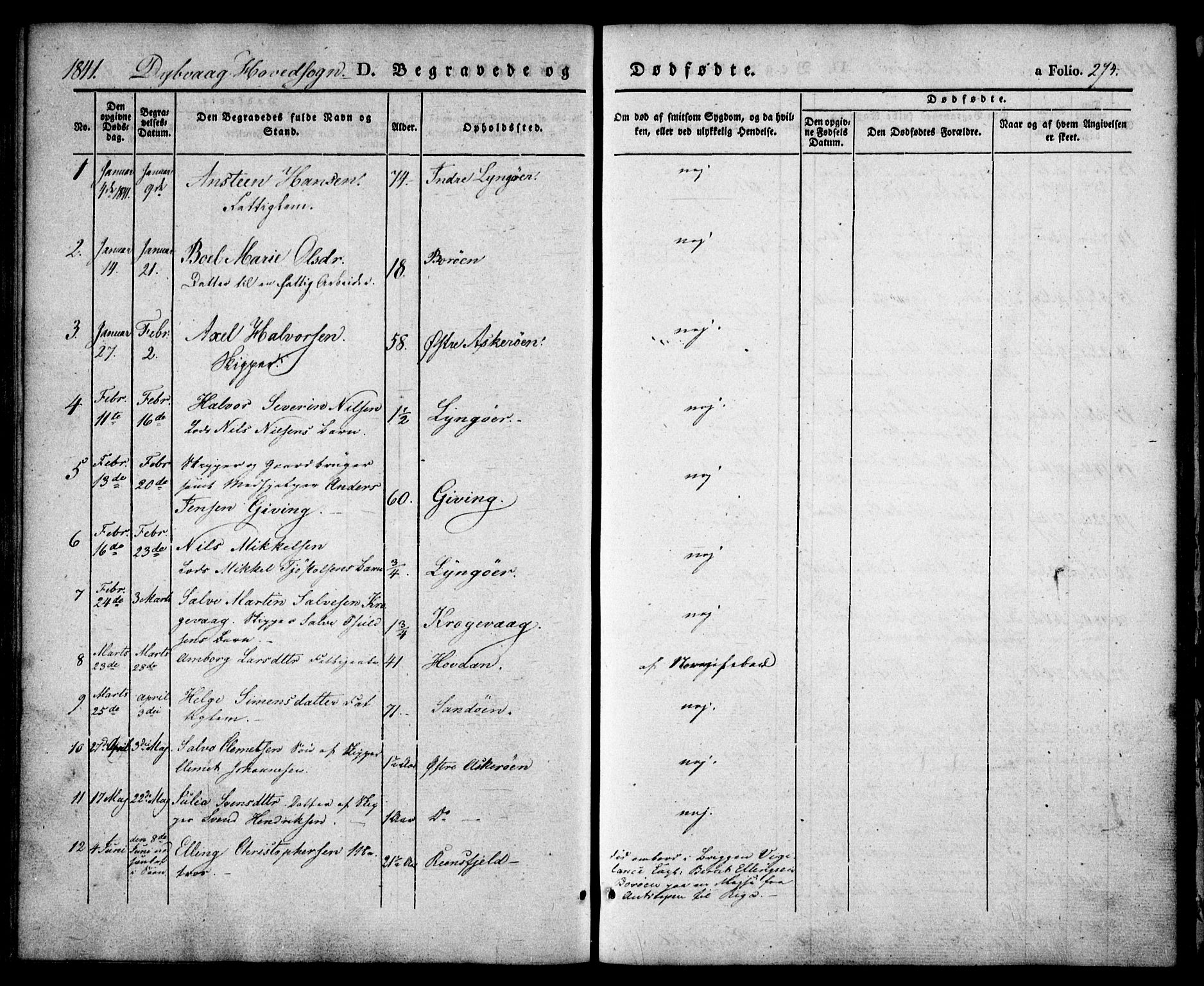 Dypvåg sokneprestkontor, SAK/1111-0007/F/Fa/Faa/L0005: Parish register (official) no. A 5, 1841-1854, p. 274