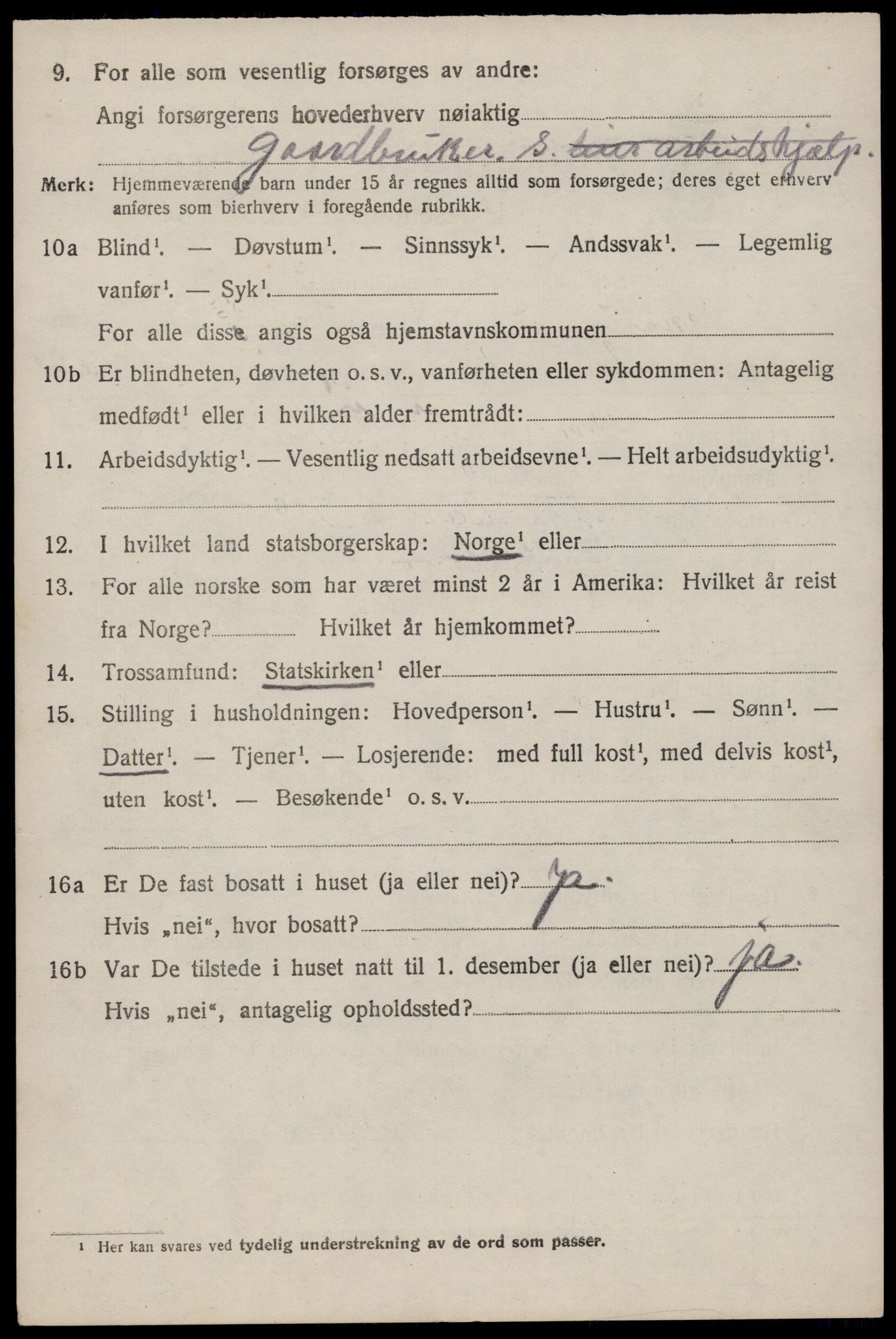 SAST, 1920 census for Varhaug, 1920, p. 2948