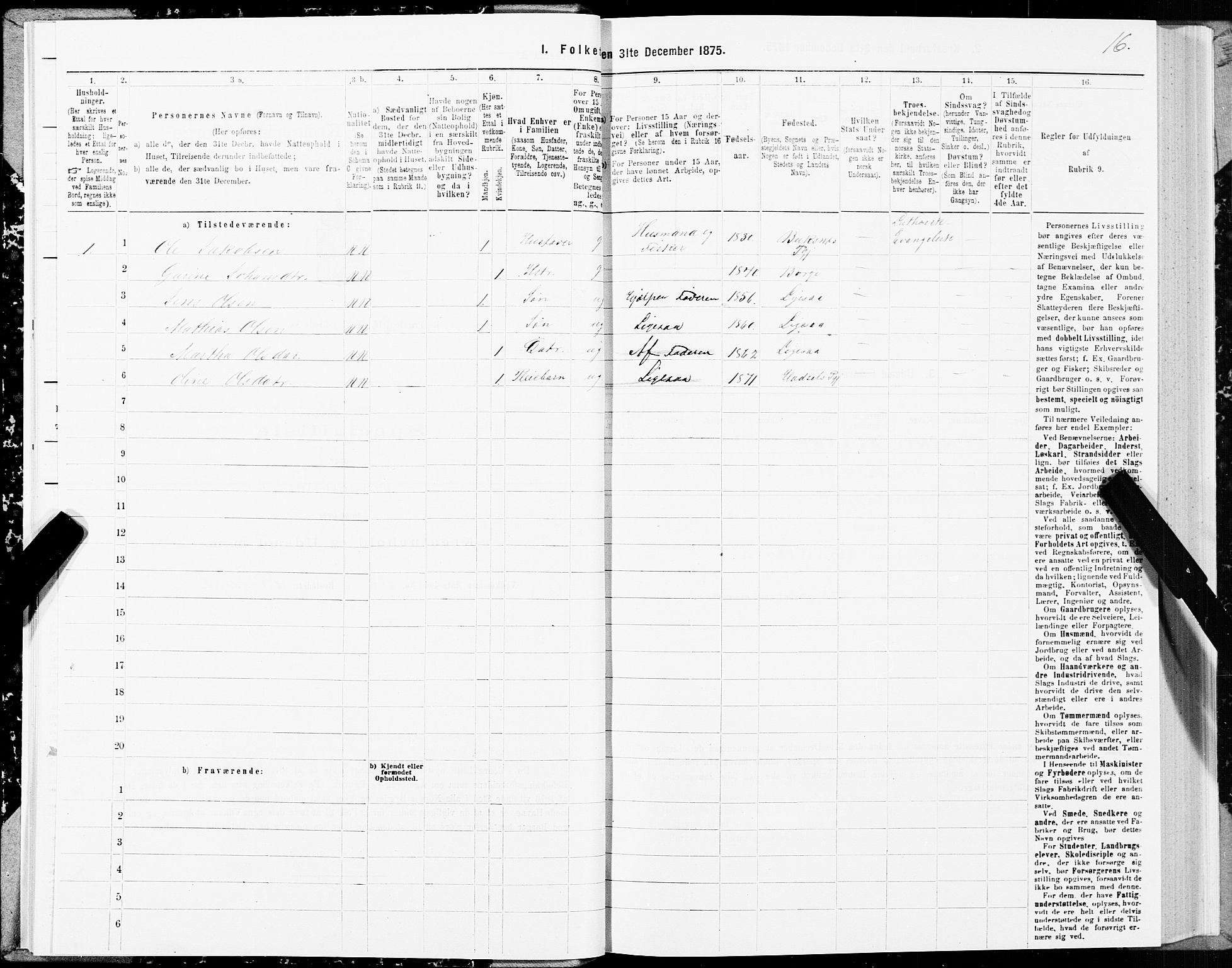 SAT, 1875 census for 1867P Bø, 1875, p. 1016