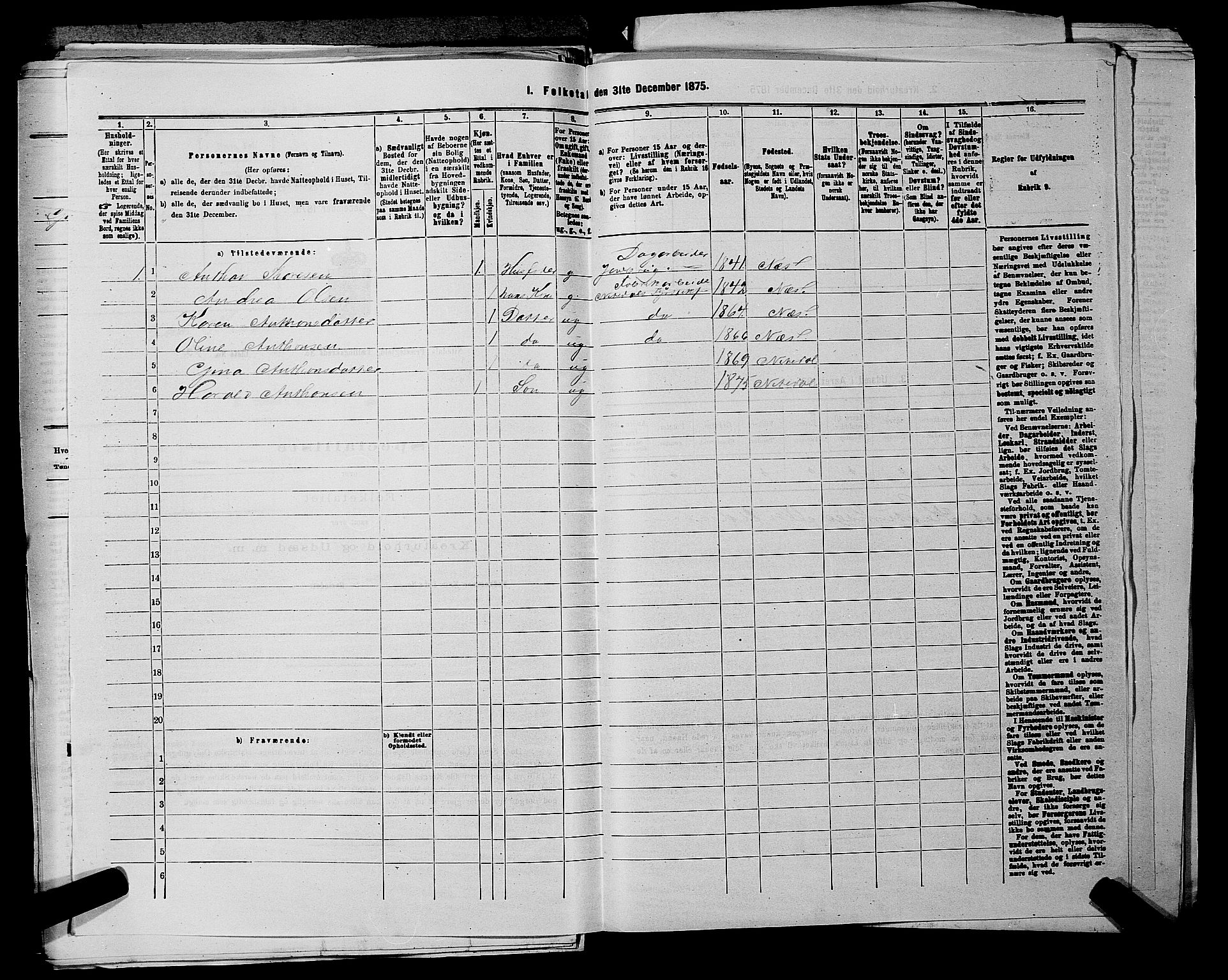 RA, 1875 census for 0233P Nittedal, 1875, p. 394