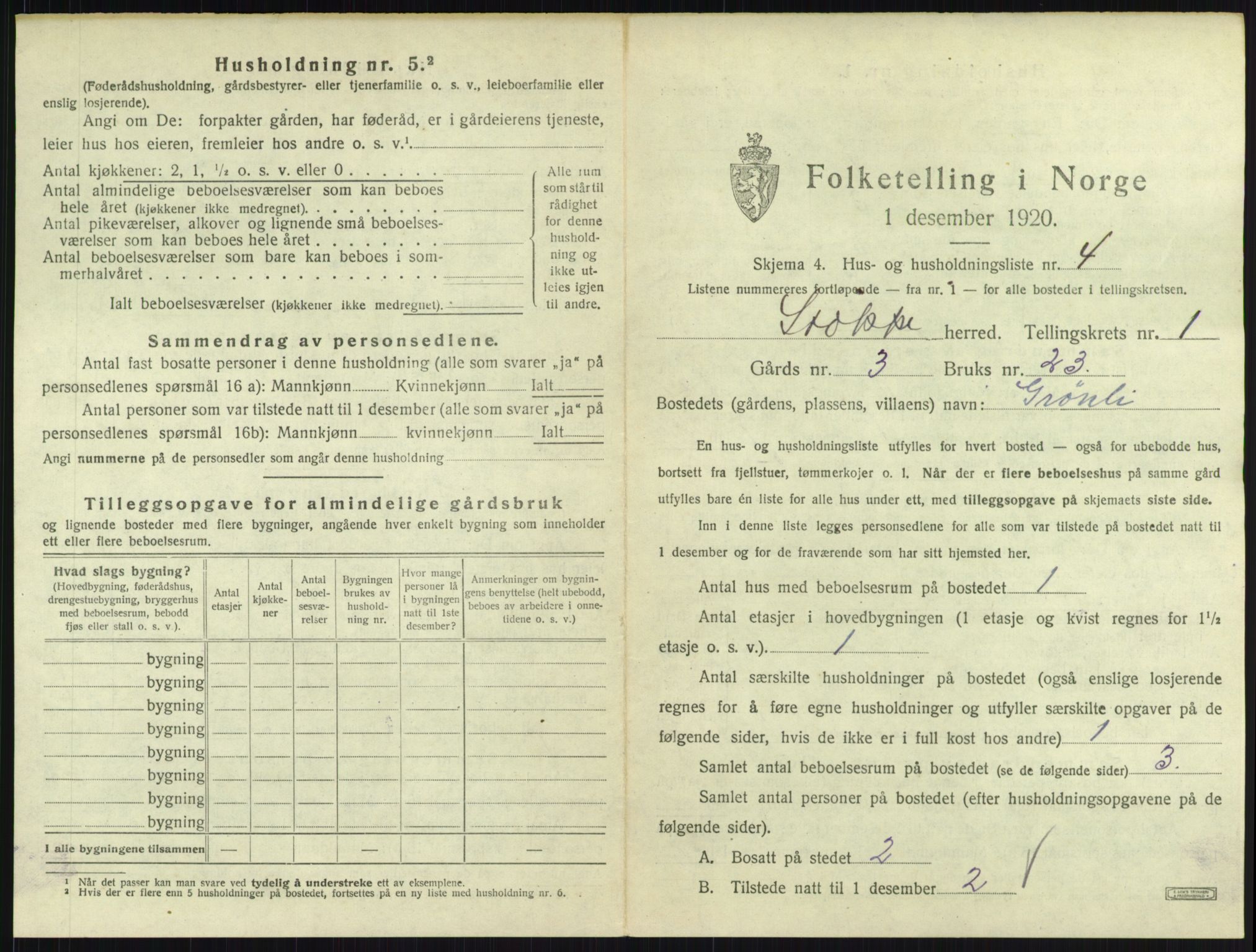 SAKO, 1920 census for Stokke, 1920, p. 57