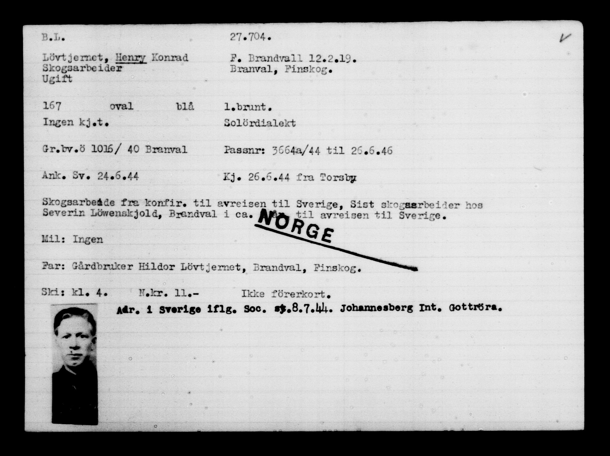 Den Kgl. Norske Legasjons Flyktningskontor, AV/RA-S-6753/V/Va/L0011: Kjesäterkartoteket.  Flyktningenr. 25300-28349, 1940-1945, p. 2557