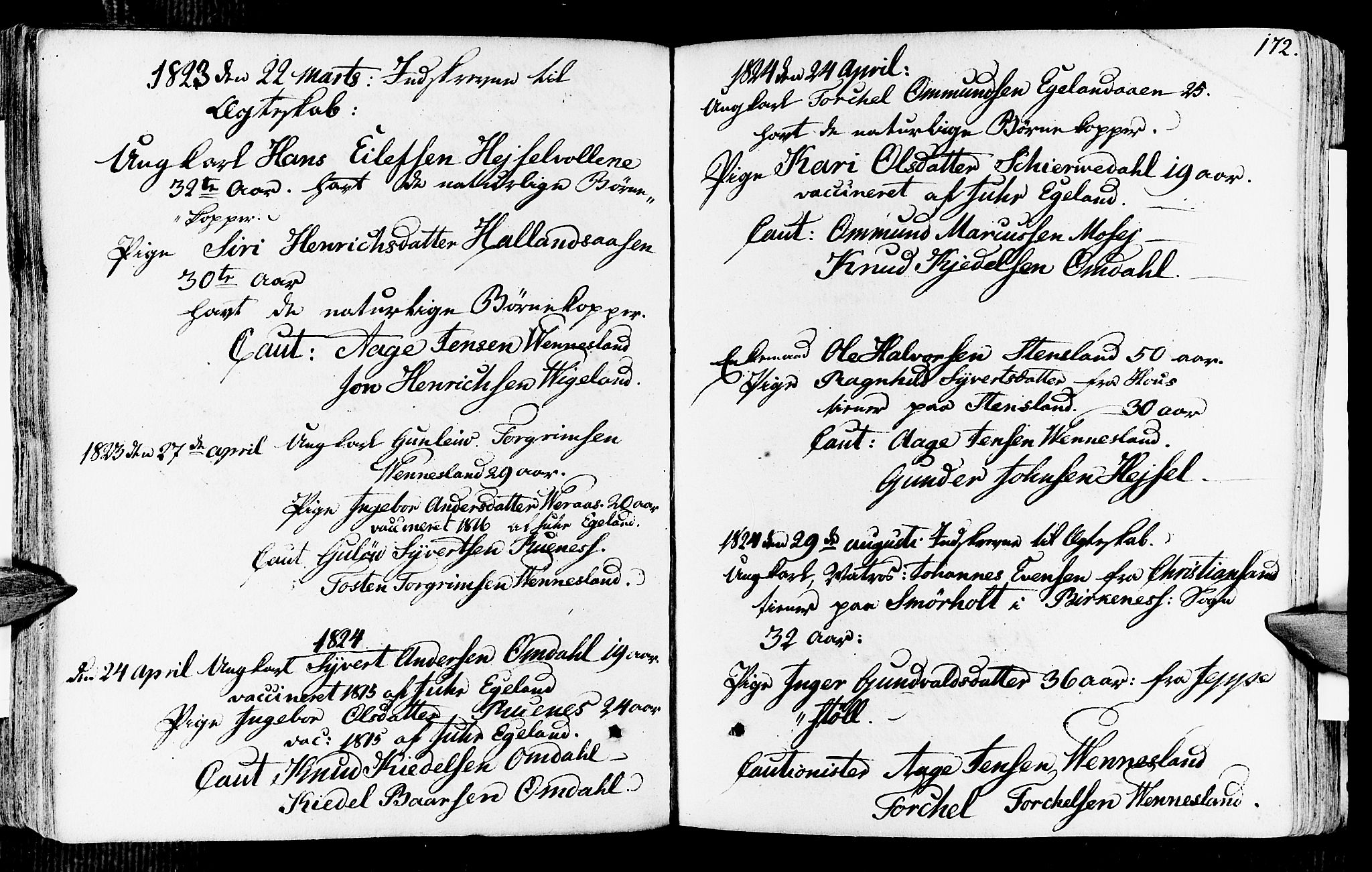 Vennesla sokneprestkontor, AV/SAK-1111-0045/Fa/Fab/L0002: Parish register (official) no. A 2, 1794-1834, p. 172