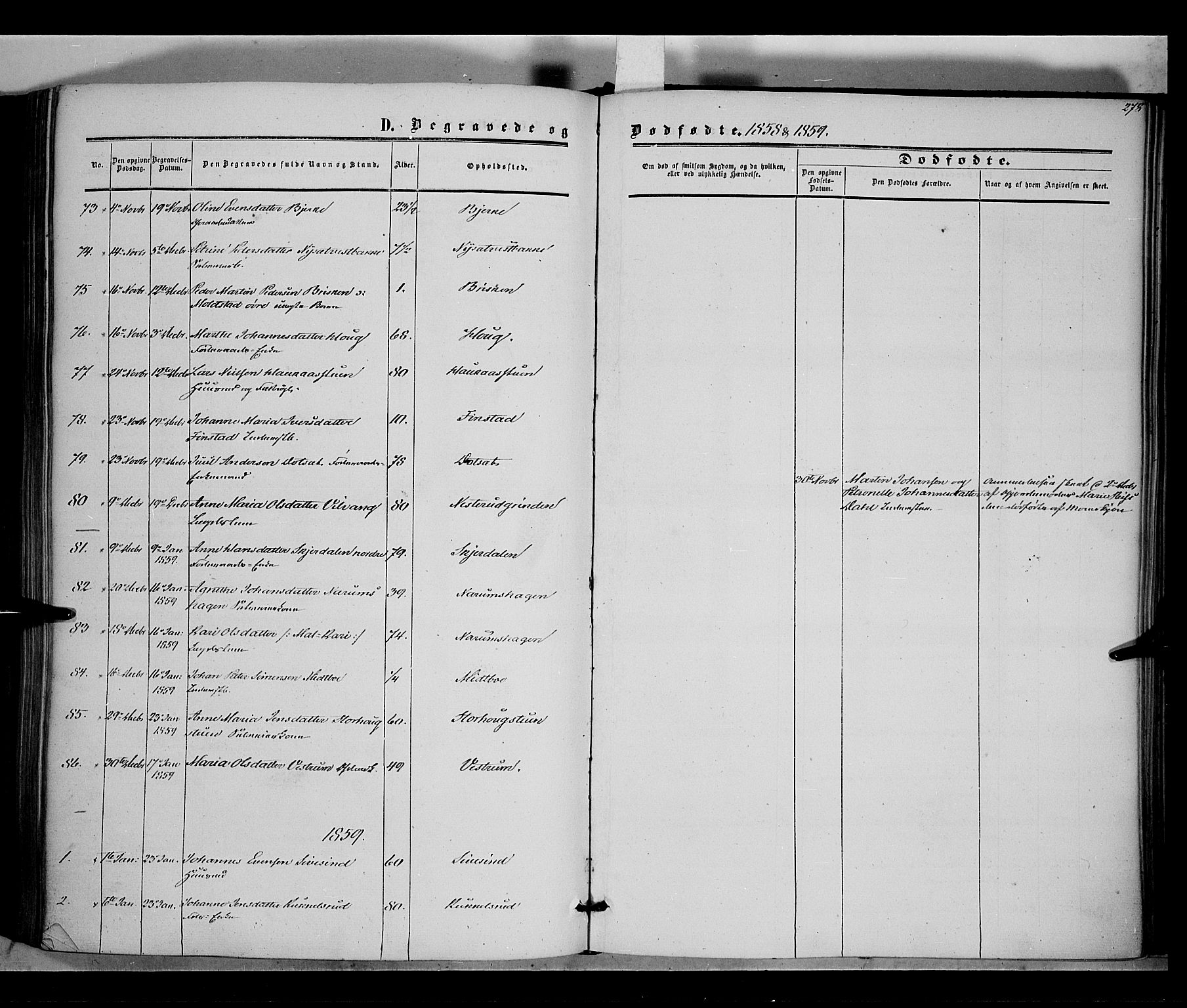 Vestre Toten prestekontor, SAH/PREST-108/H/Ha/Haa/L0006: Parish register (official) no. 6, 1856-1861, p. 278