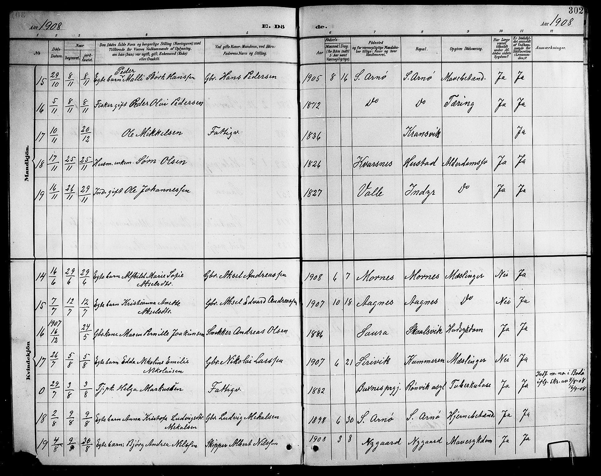 Ministerialprotokoller, klokkerbøker og fødselsregistre - Nordland, AV/SAT-A-1459/805/L0109: Parish register (copy) no. 805C05, 1900-1911, p. 302