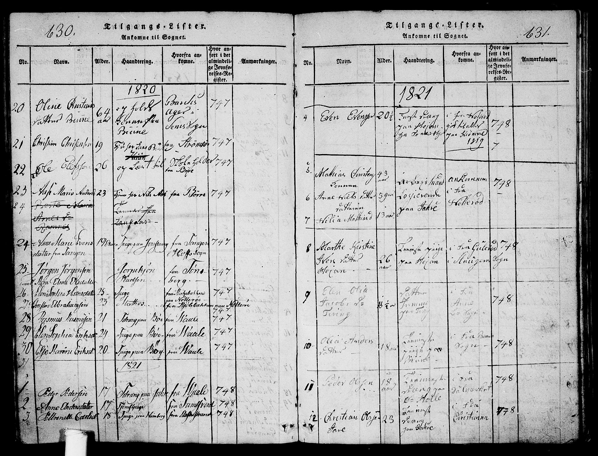 Ramnes kirkebøker, AV/SAKO-A-314/G/Ga/L0001: Parish register (copy) no. I 1, 1813-1847, p. 630-631