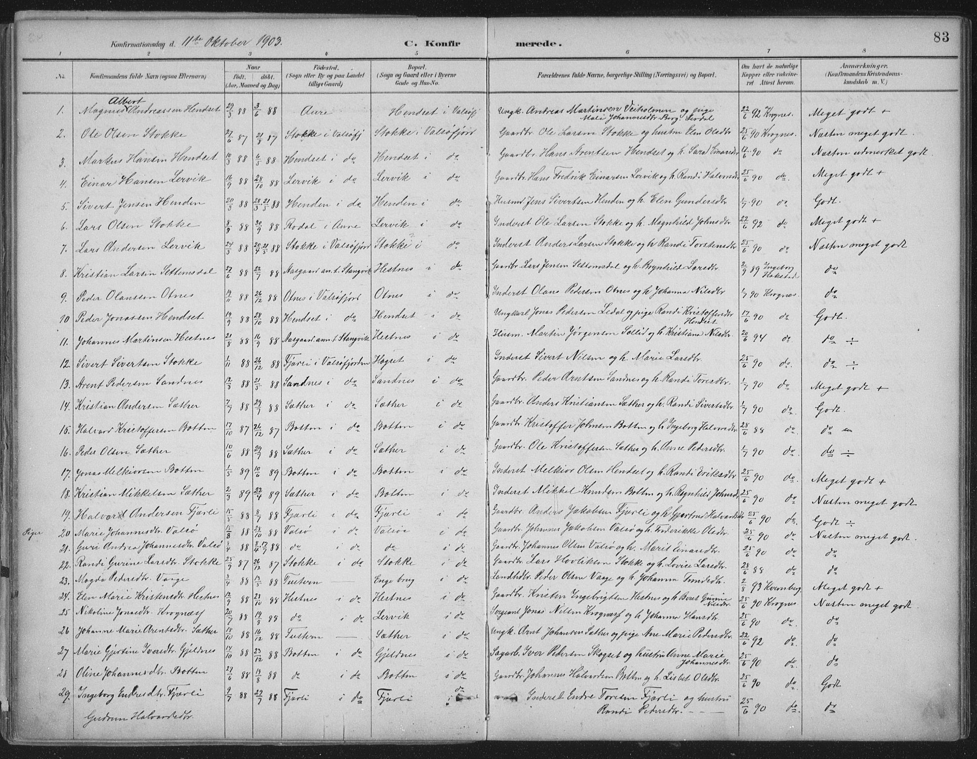 Ministerialprotokoller, klokkerbøker og fødselsregistre - Møre og Romsdal, AV/SAT-A-1454/580/L0925: Parish register (official) no. 580A02, 1888-1913, p. 83