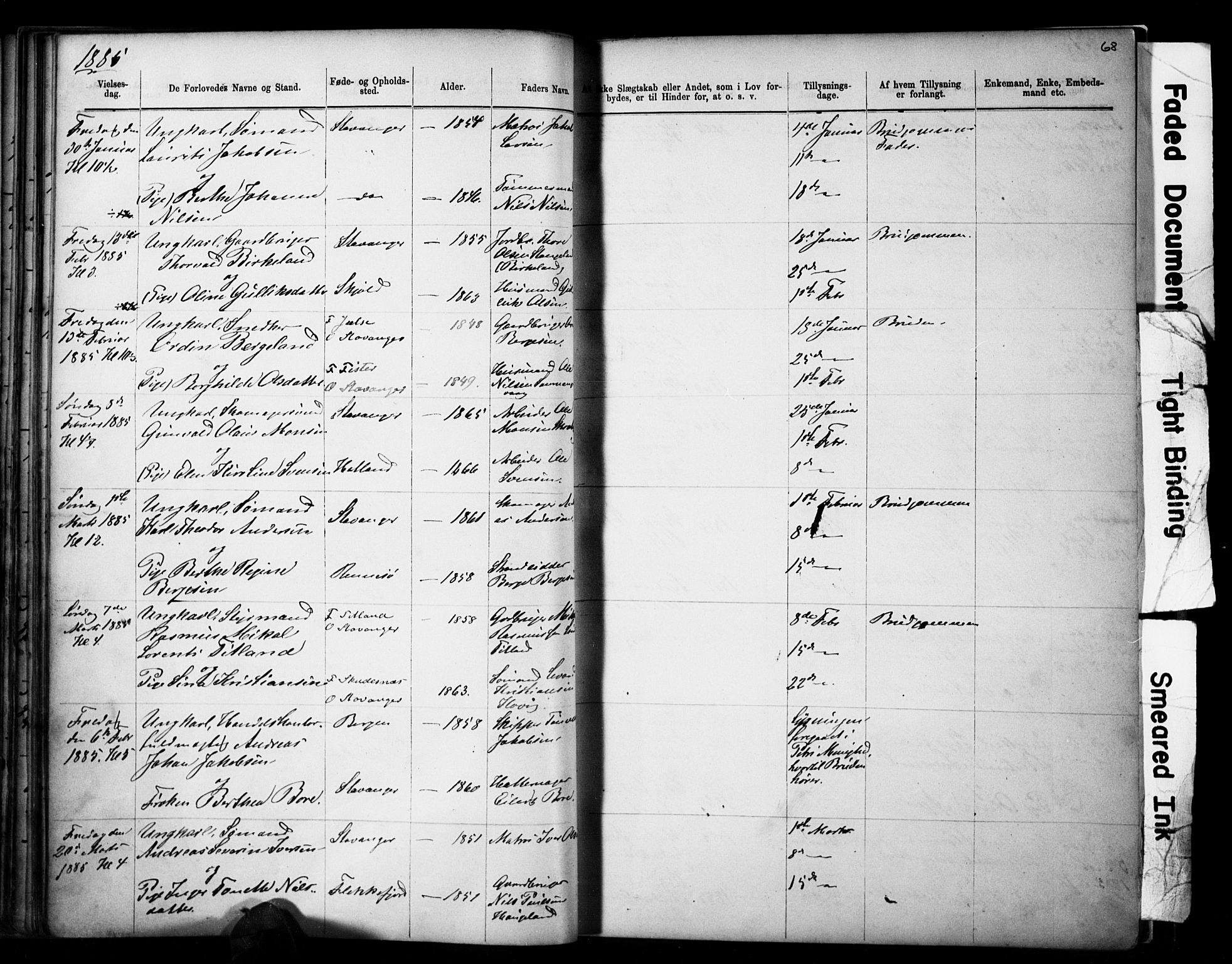 Domkirken sokneprestkontor, SAST/A-101812/001/30/30BB/L0014: Parish register (copy) no. B 14, 1875-1902, p. 68