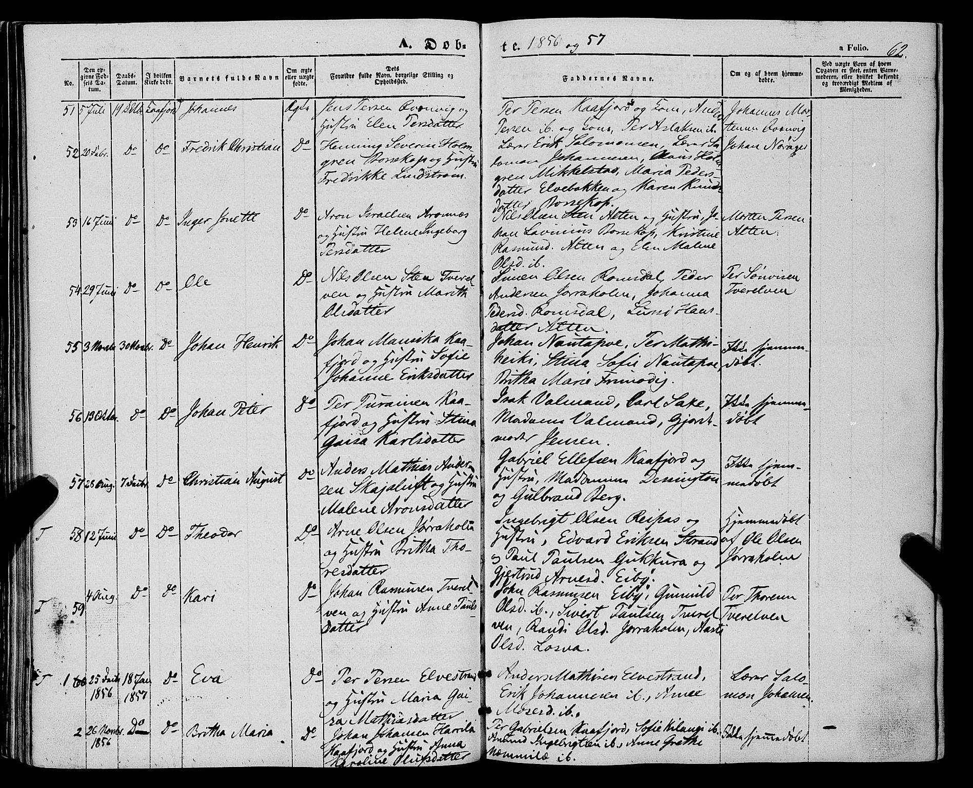Talvik sokneprestkontor, SATØ/S-1337/H/Ha/L0016kirke: Parish register (official) no. 16, 1847-1857, p. 62